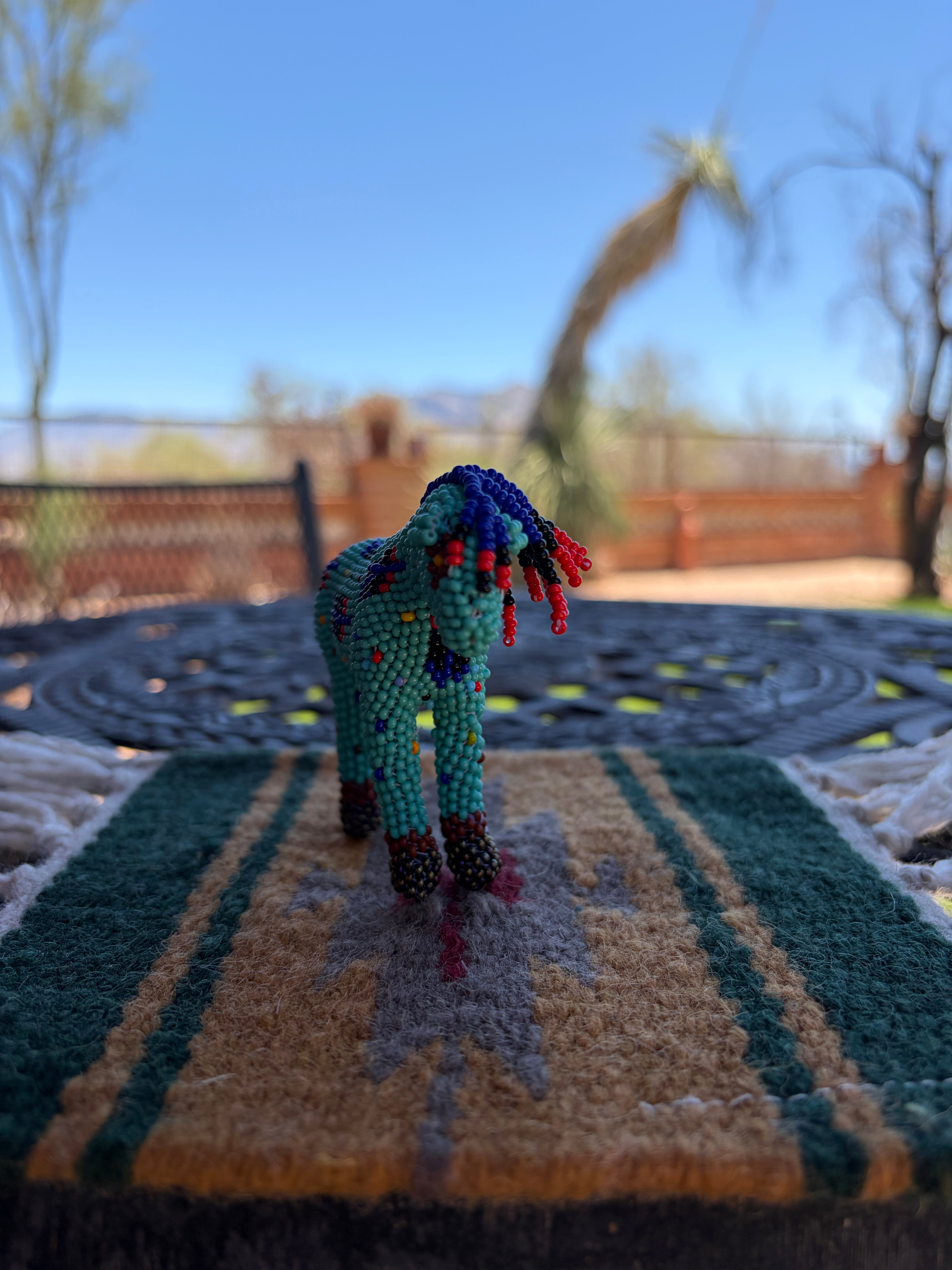 Handmade Peyote Stitched Horse Figurine- Turquoise 13
