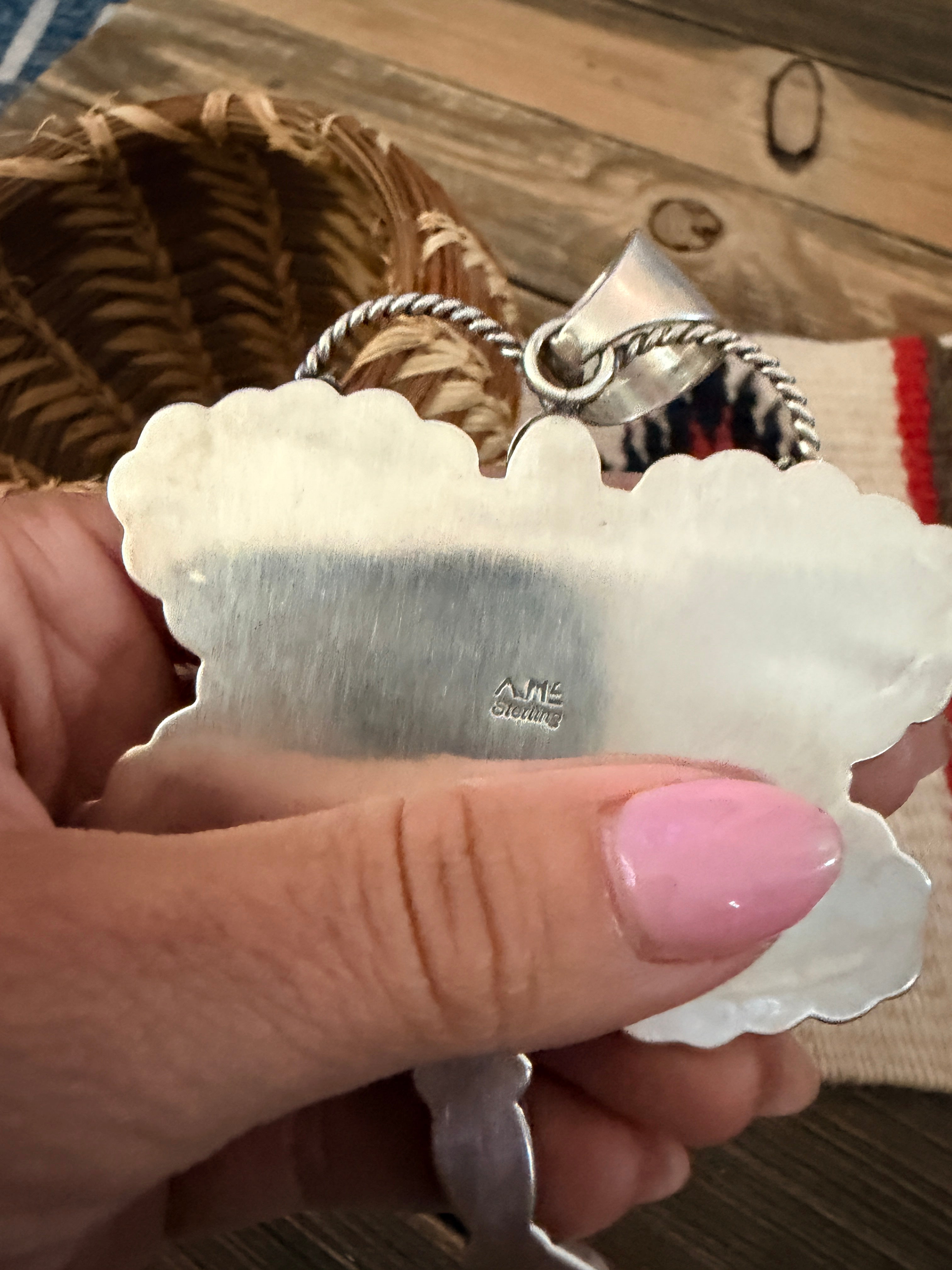 Handcrafted Sterling Silver & White Buffalo Dragonfly Pendant by Alice McShirley