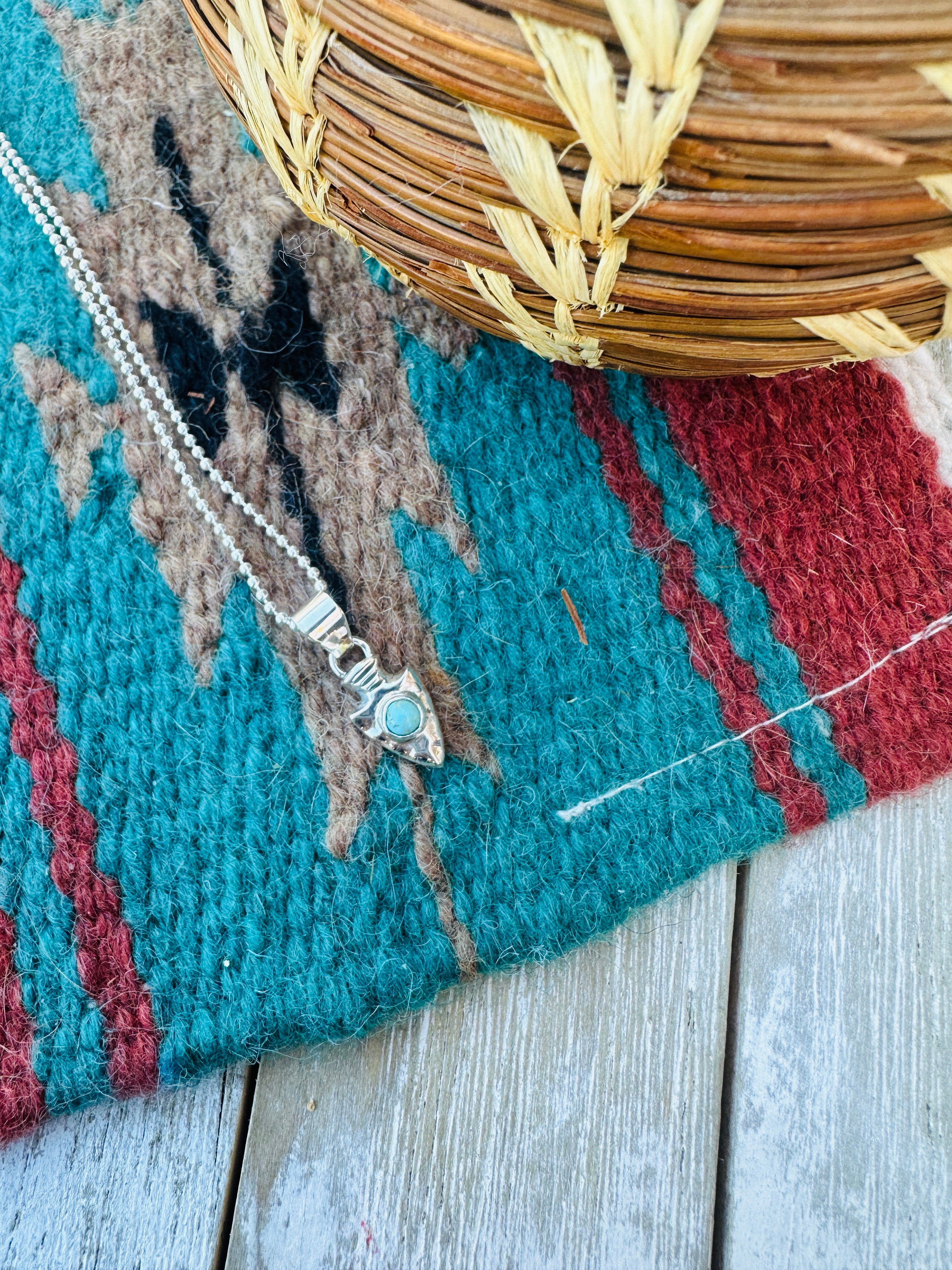 Handcrafted Sterling Silver and Turquoise Arrowhead Mini Pendant