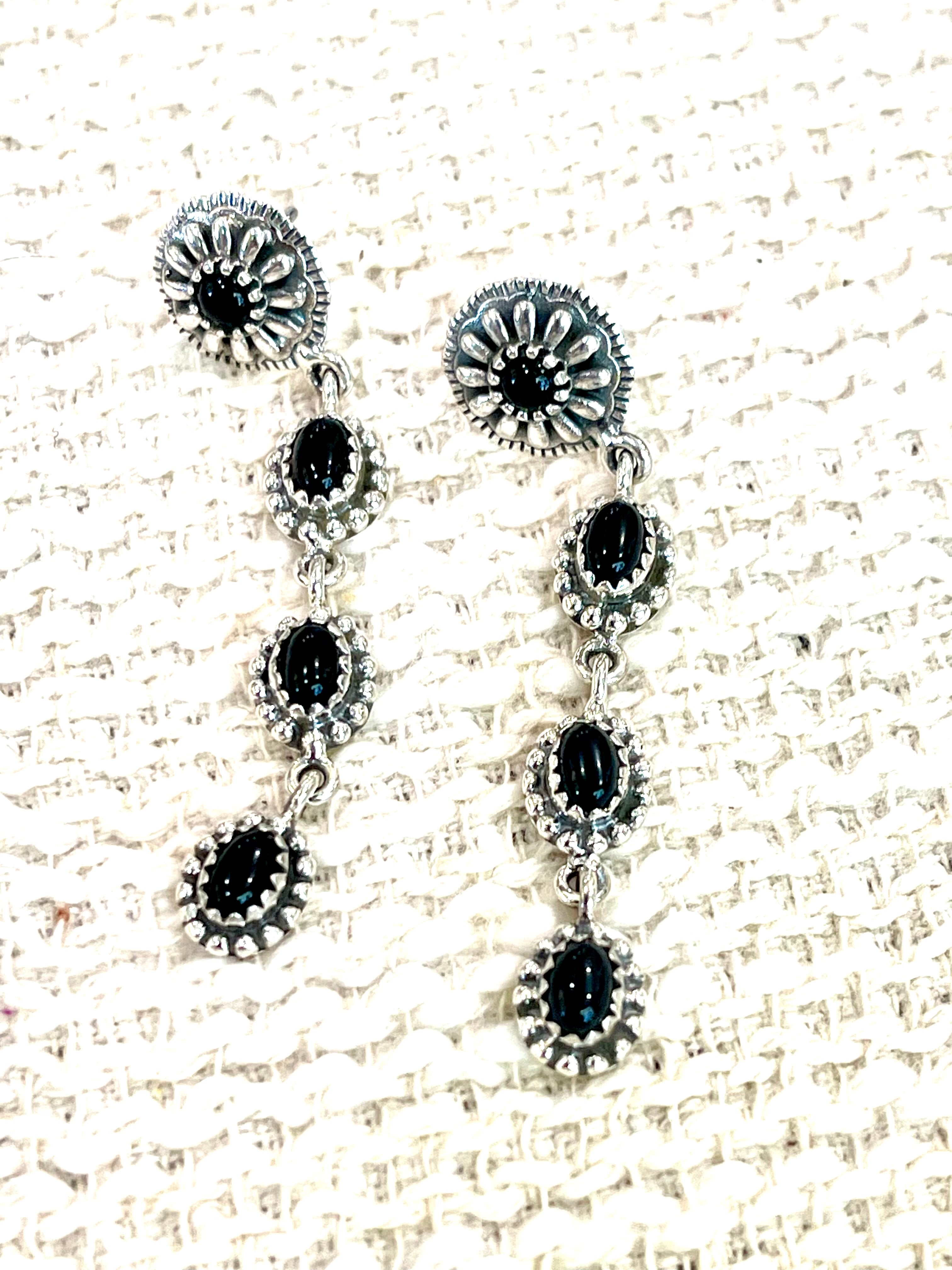Handmade Sterling Silver & Onyx Dangle Earrings
