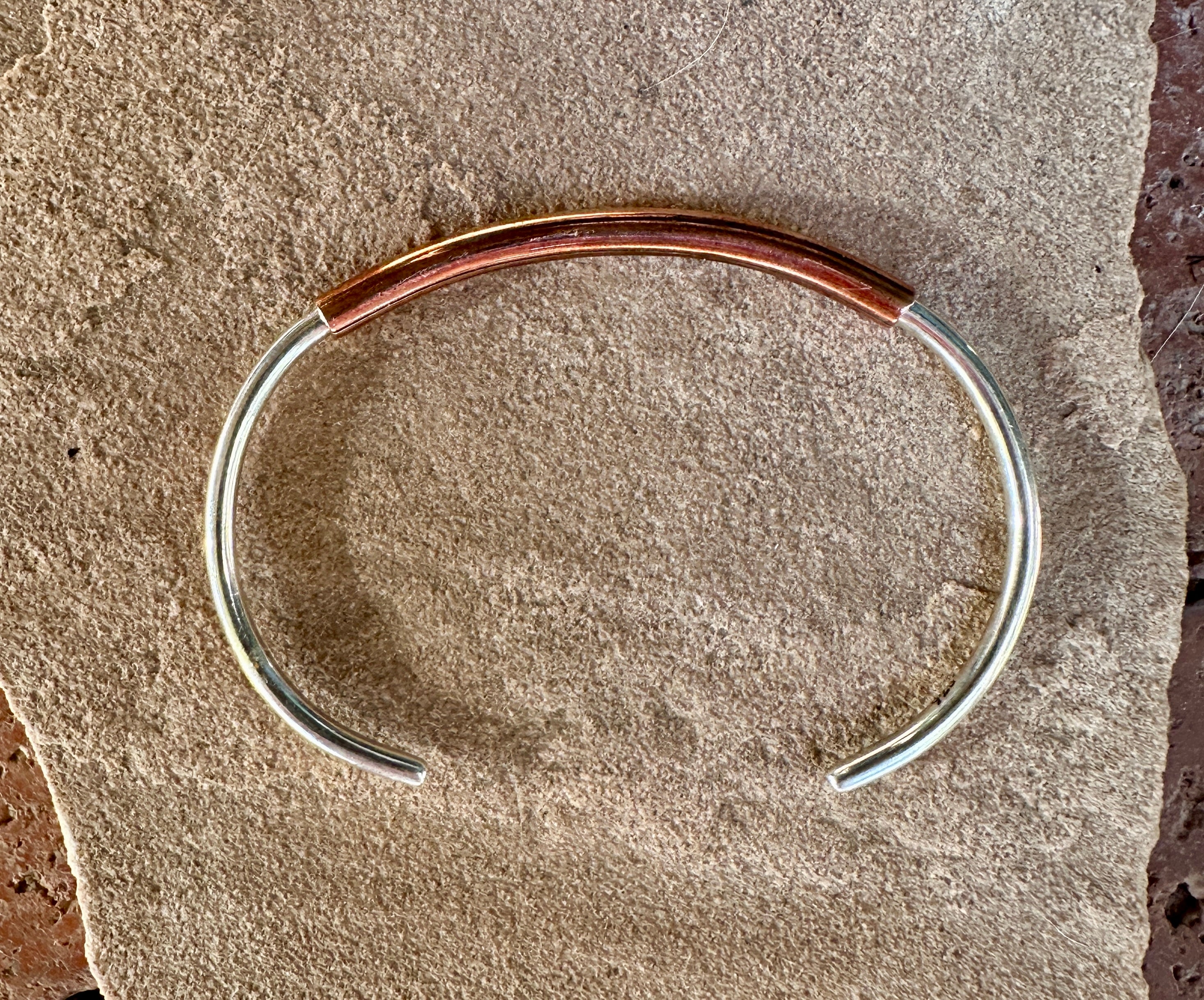 Simple Sterling Silver Cuff Bracelet w/ Copper Finish