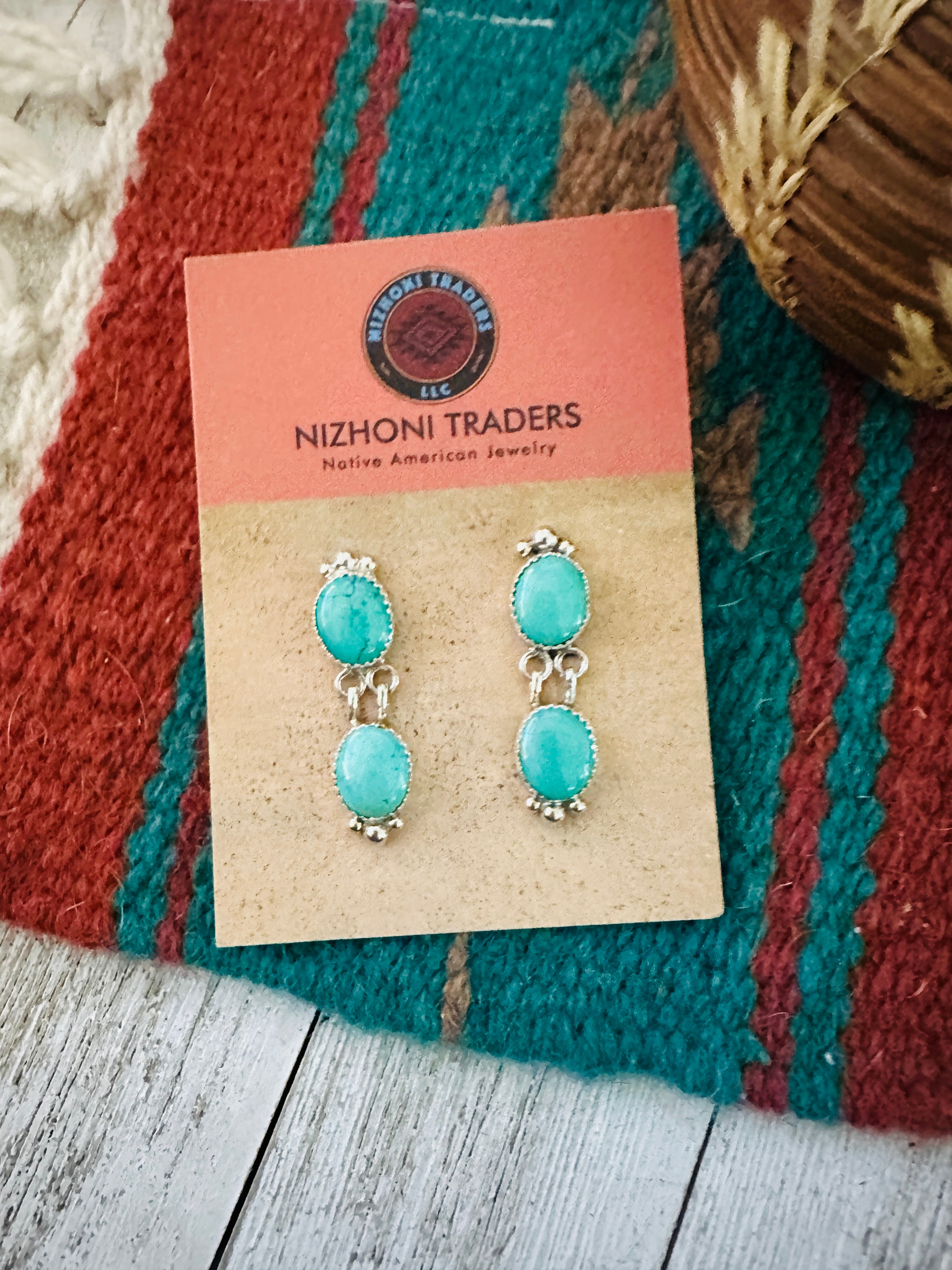 Navajo Turquoise & Sterling Silver Dangle Earrings