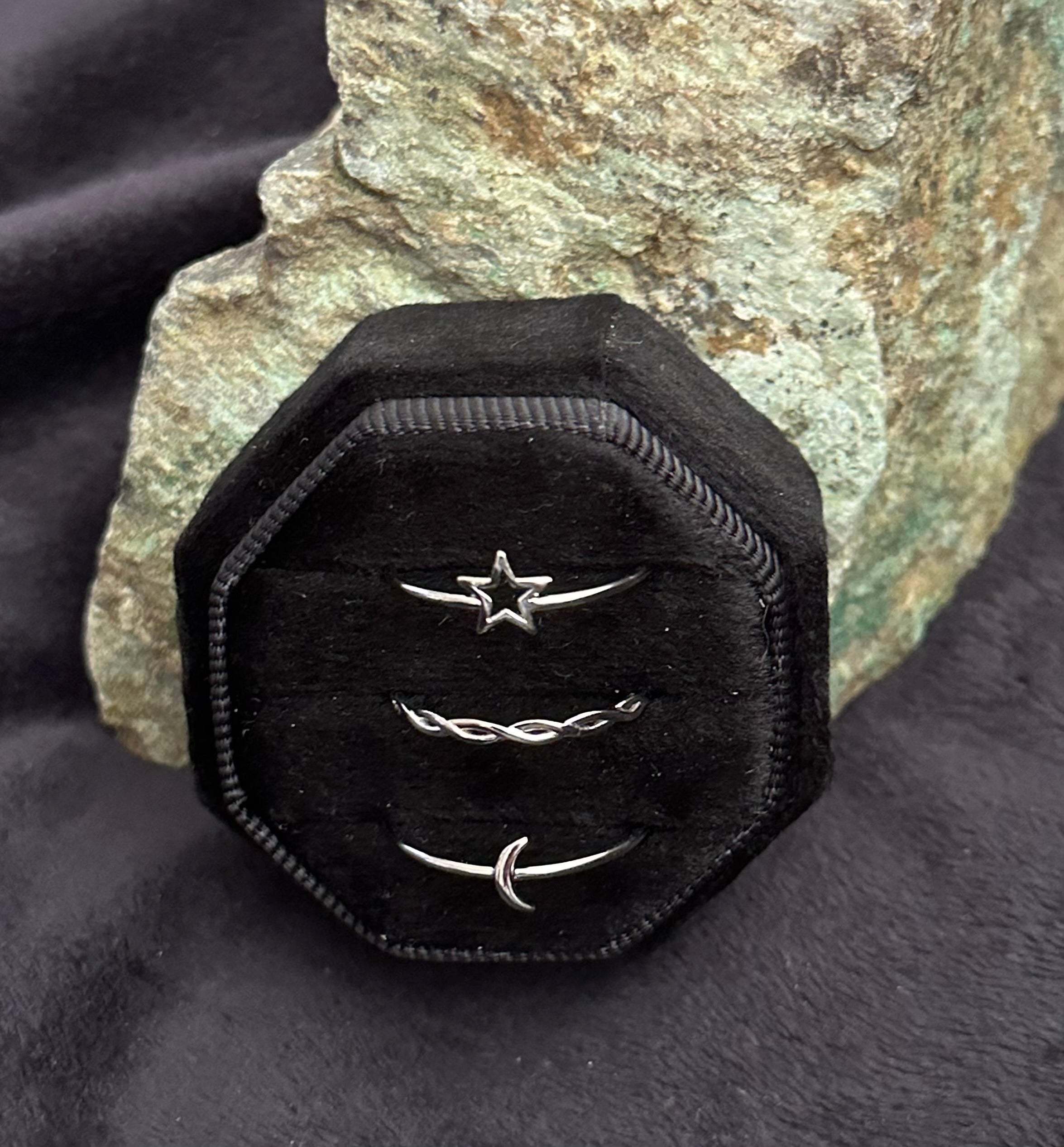 Sterling Silver Celestial Stacking Ring Set of 3