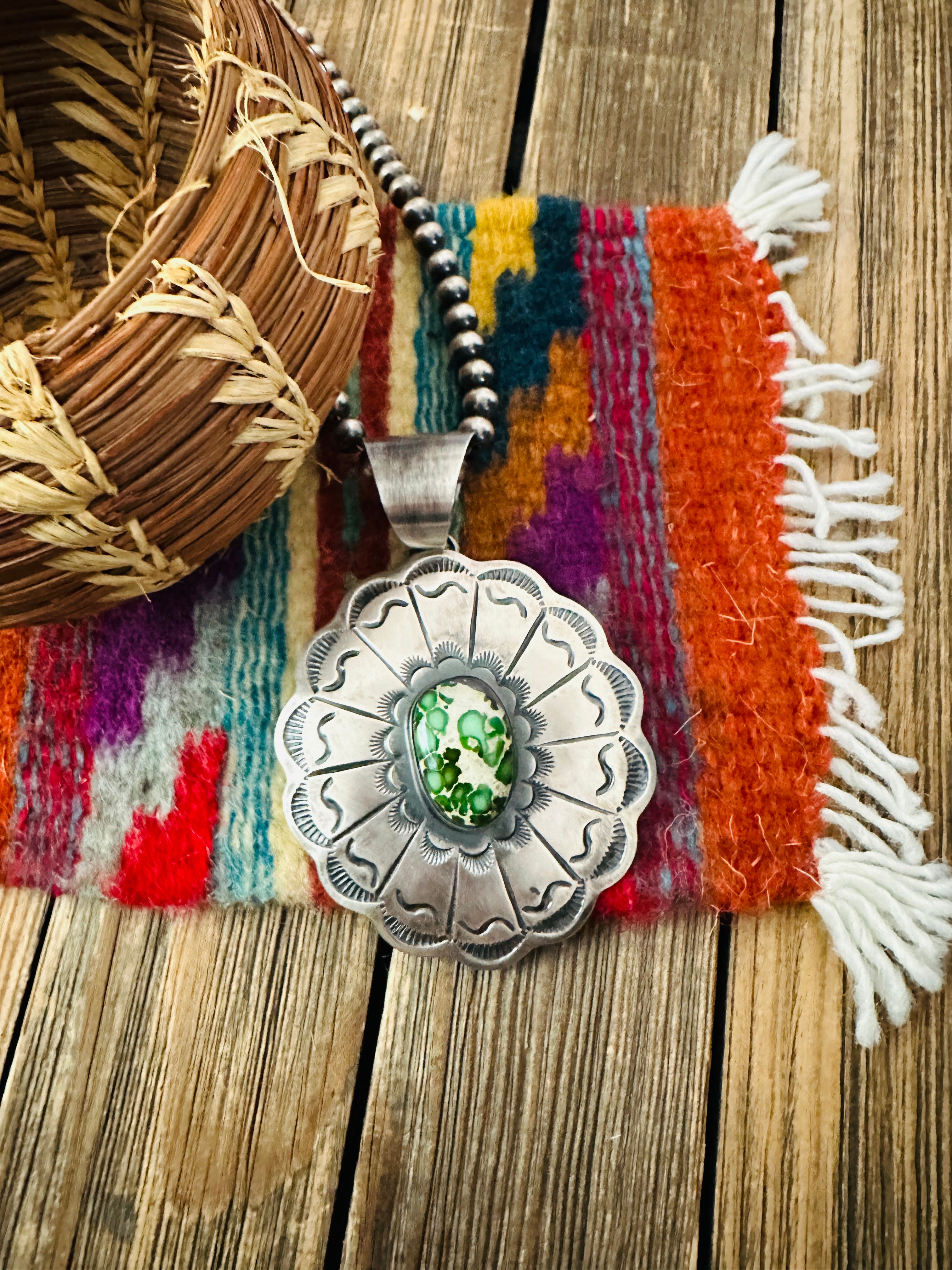 Handcrafted Sonoran Gold Turquoise & Sterling Silver Pendant by Chimney Butte