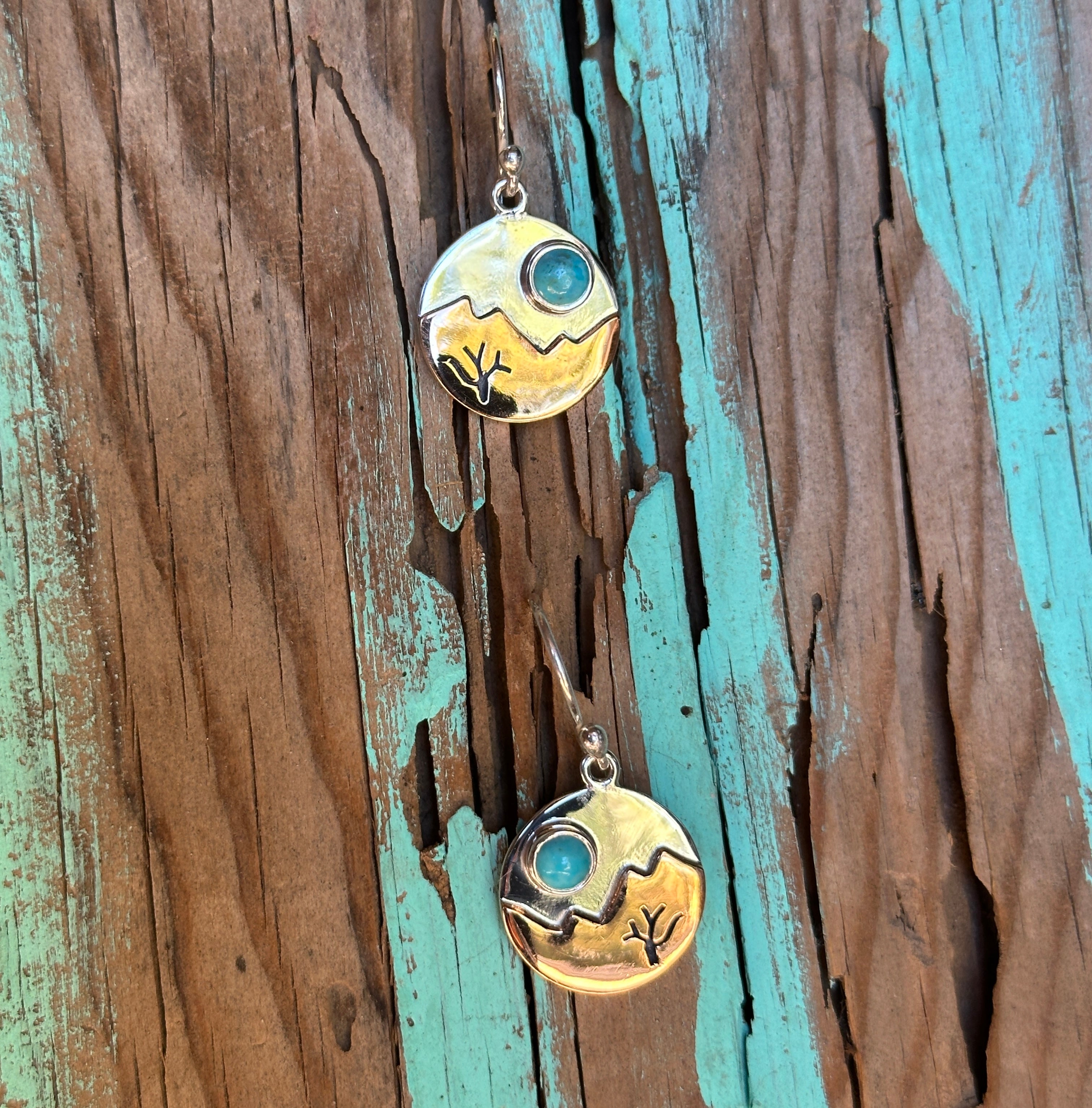 Copper Sunrise Sterling Silver Turquoise Earrings