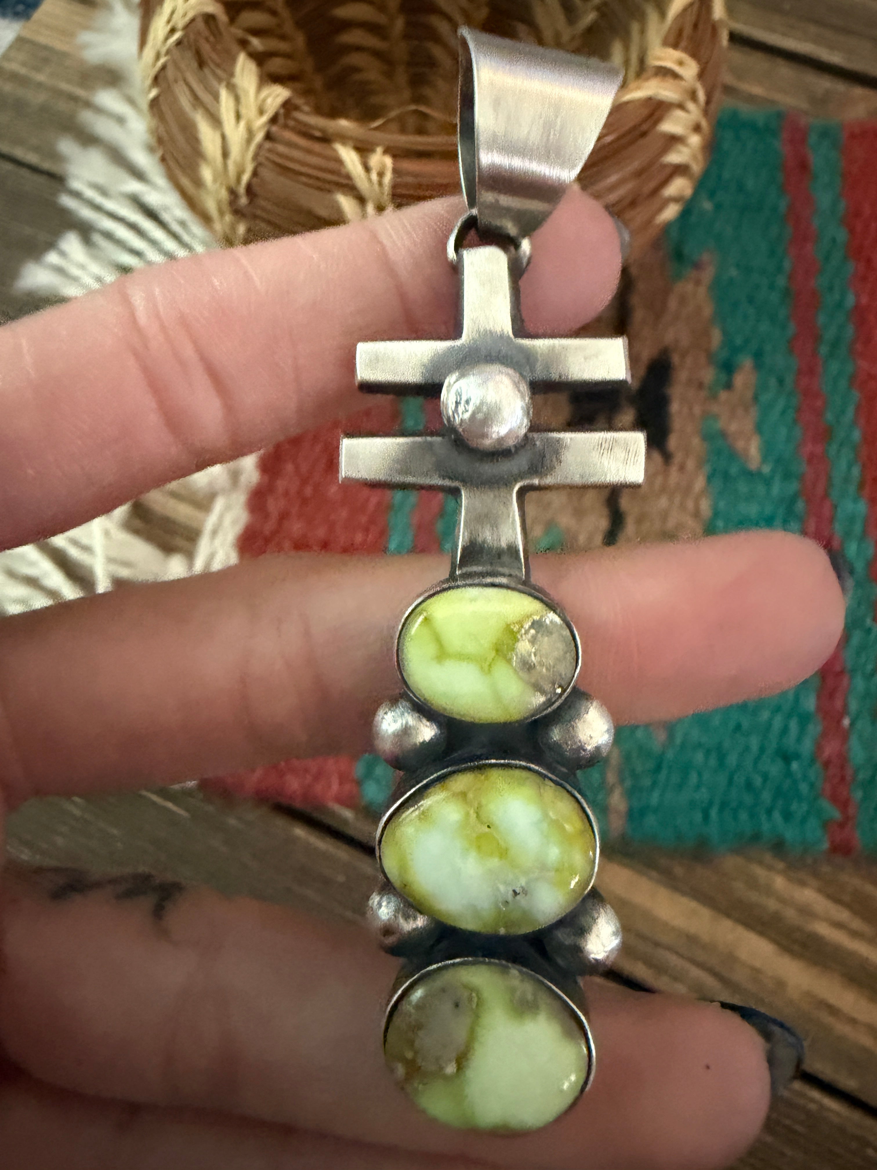 Handcrafted Sterling Silver & Palomino Turquoise Pendant by Chimney Butte