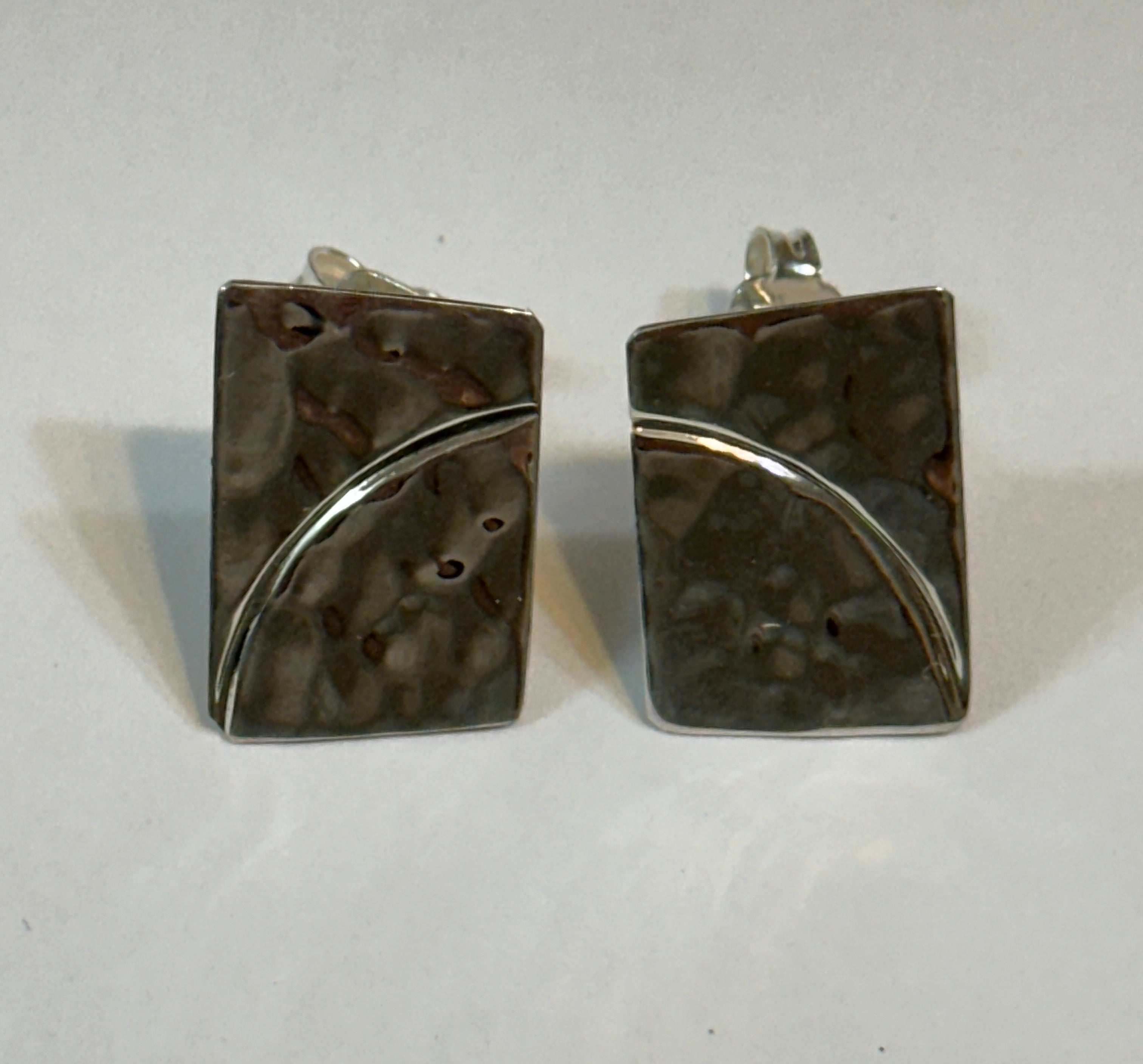 Hammered Puzzle Earrings on Post