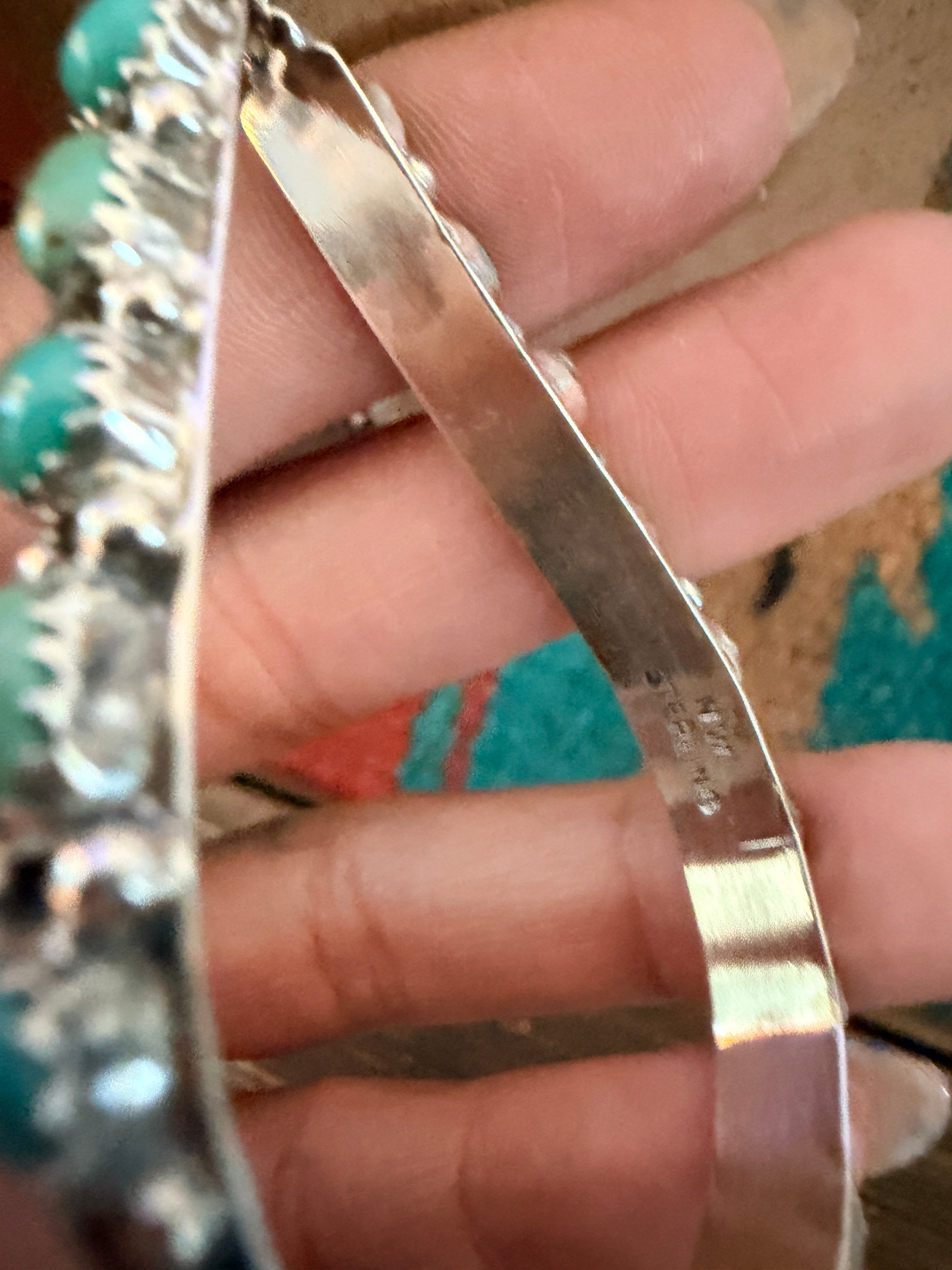 Handcrafted Turquoise & Sterling Silver Dangle Hoop Earrings
