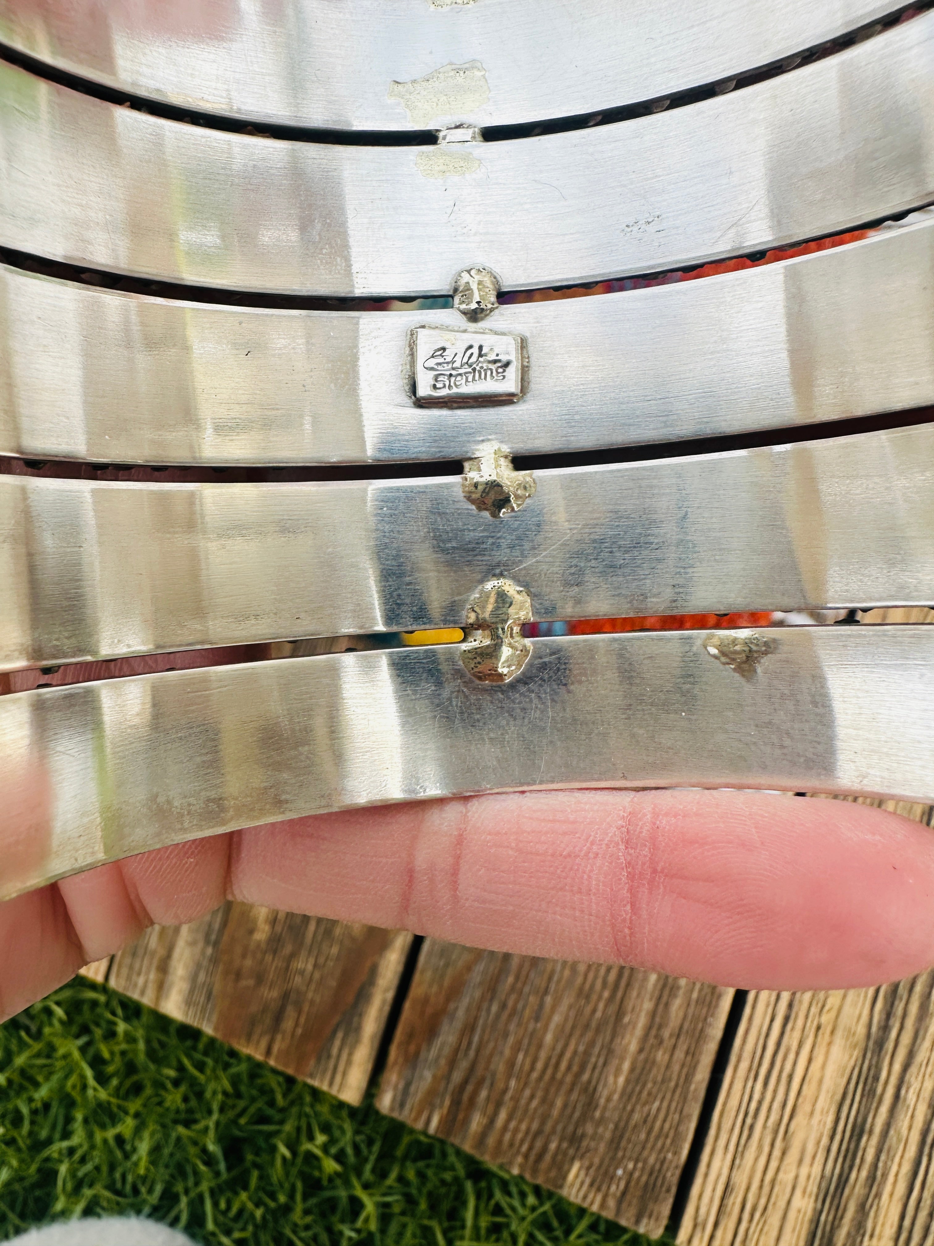 Handcrafted Coral & Sterling Silver Cluster Cuff Bracelet