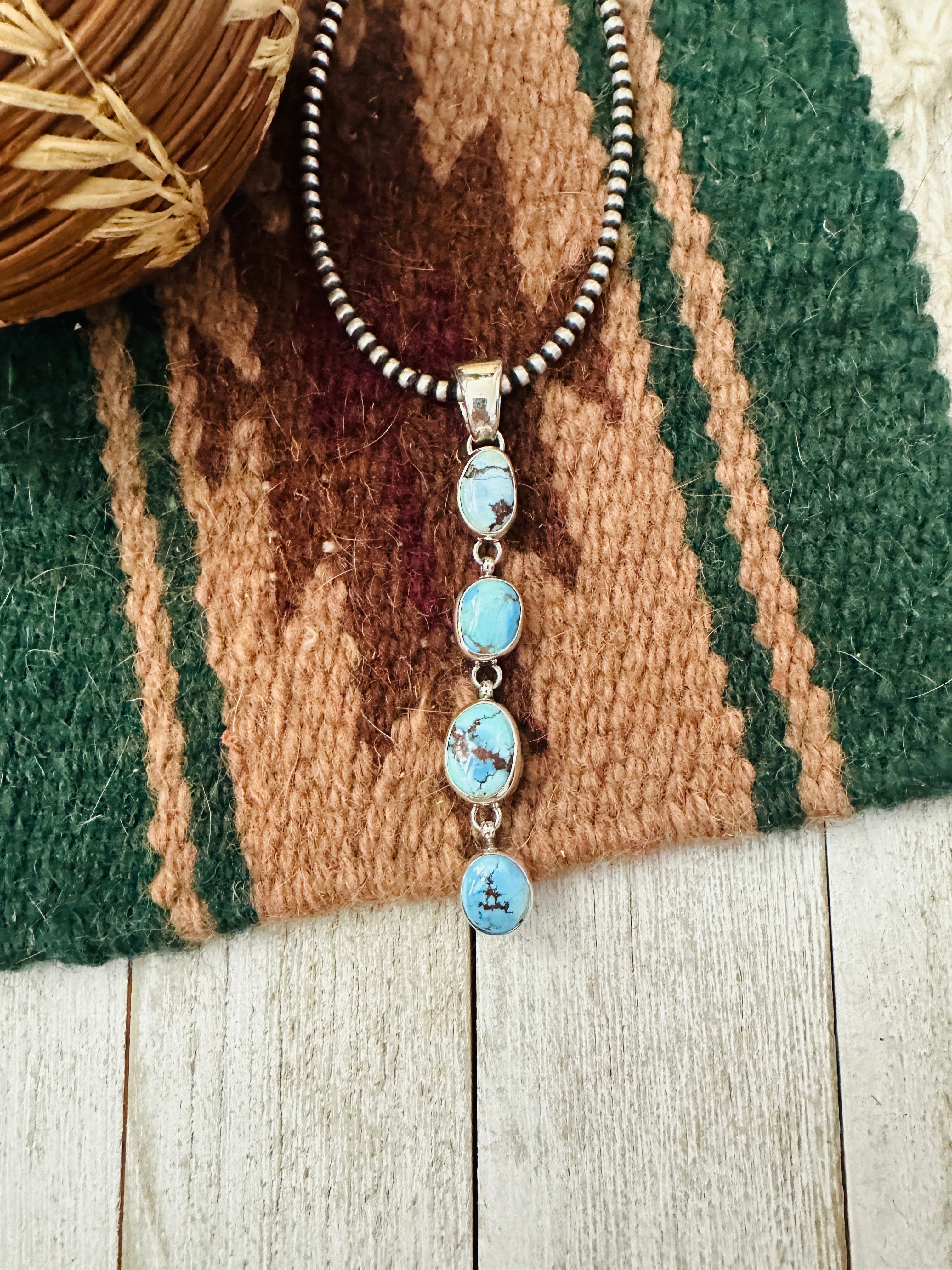 Handcrafted Golden Hills Turquoise & Sterling Silver Pendant