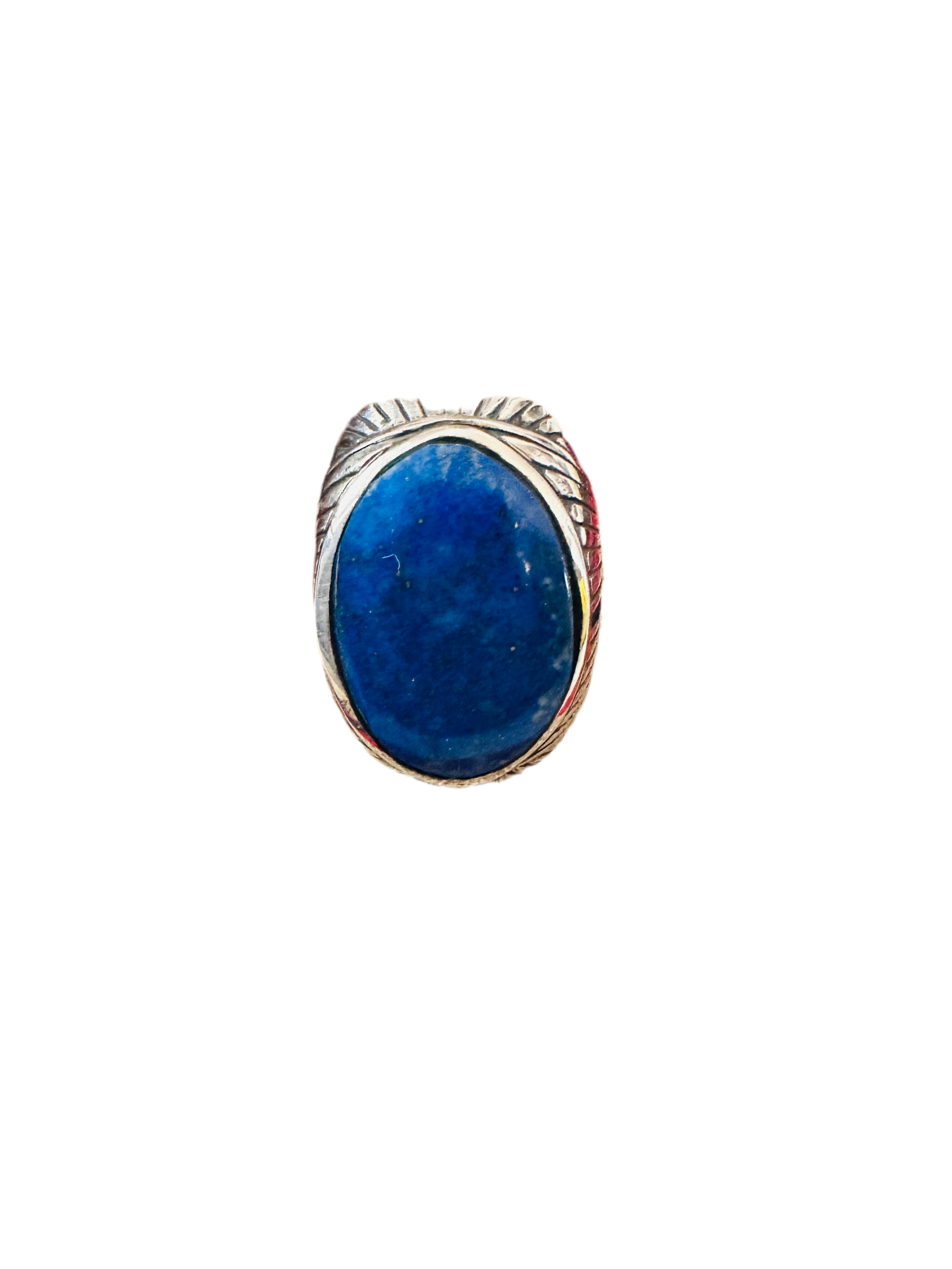 Old Pawn Handcrafted Sterling Silver & Lapis Men’s Ring Size 12