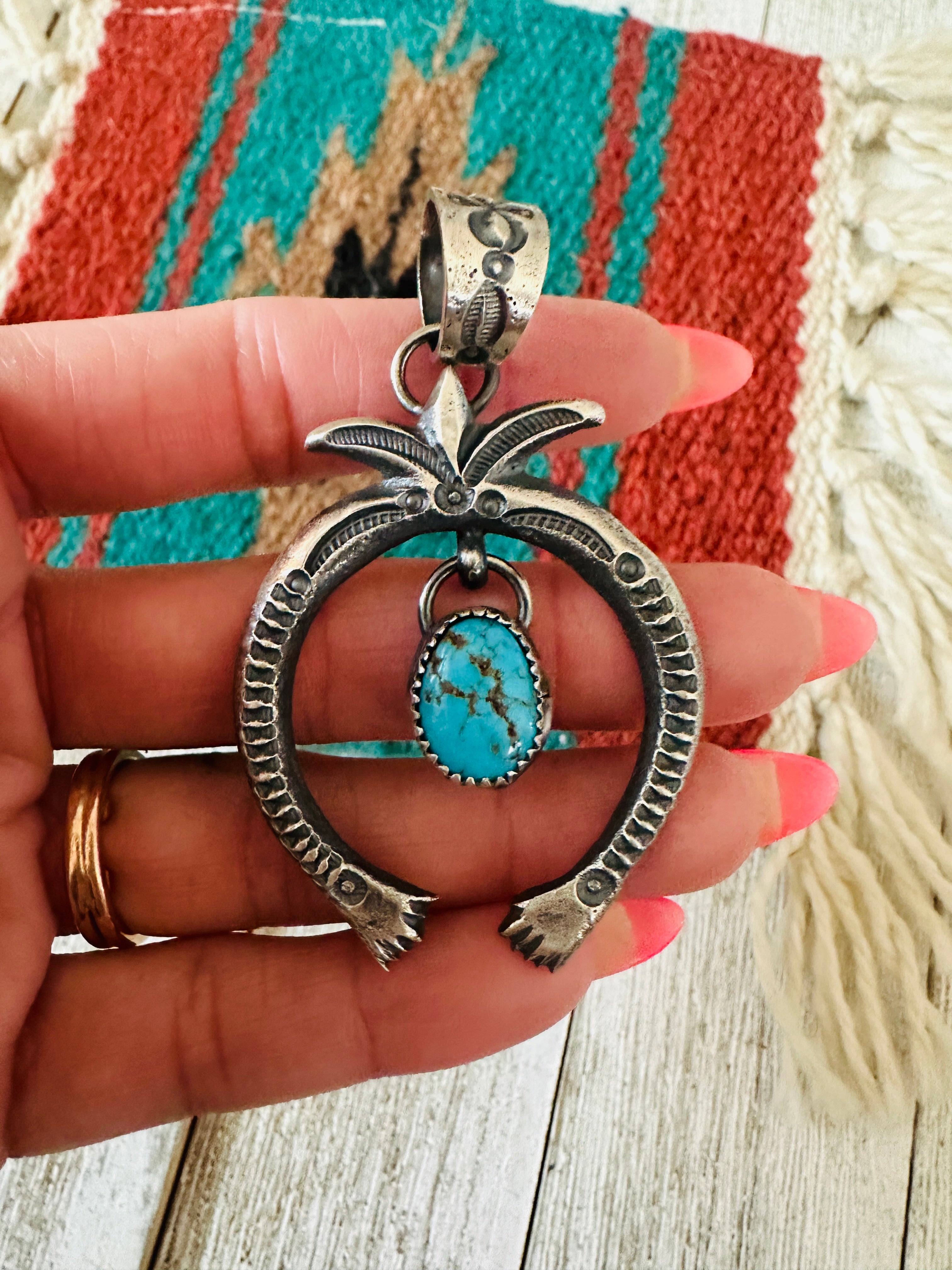 Handcrafted Sterling Silver & Turquoise Naja Pendant by Eva & Linberg Billah