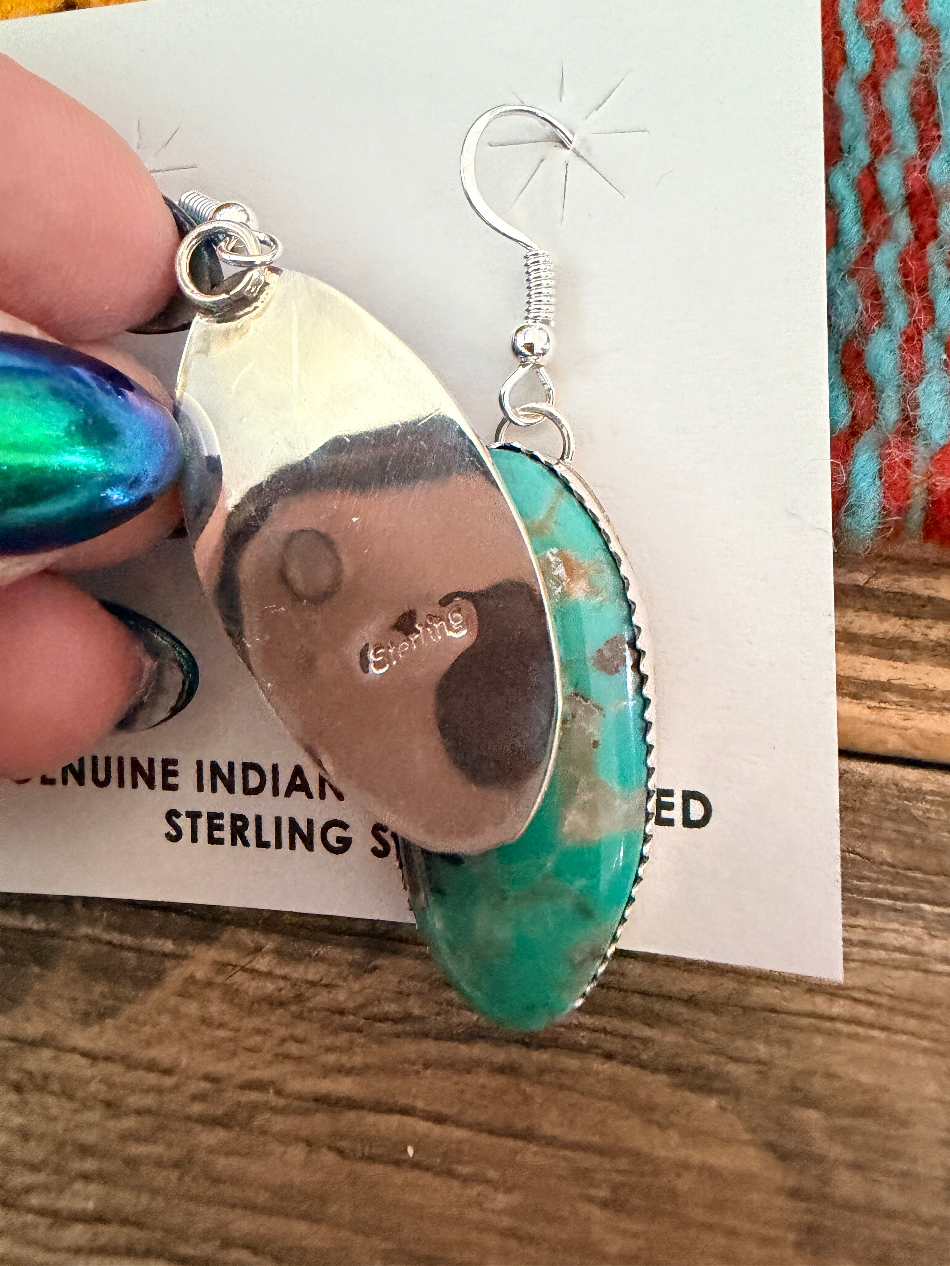 Handcrafted Kingman Turquoise & Sterling Silver Dangle Earrings