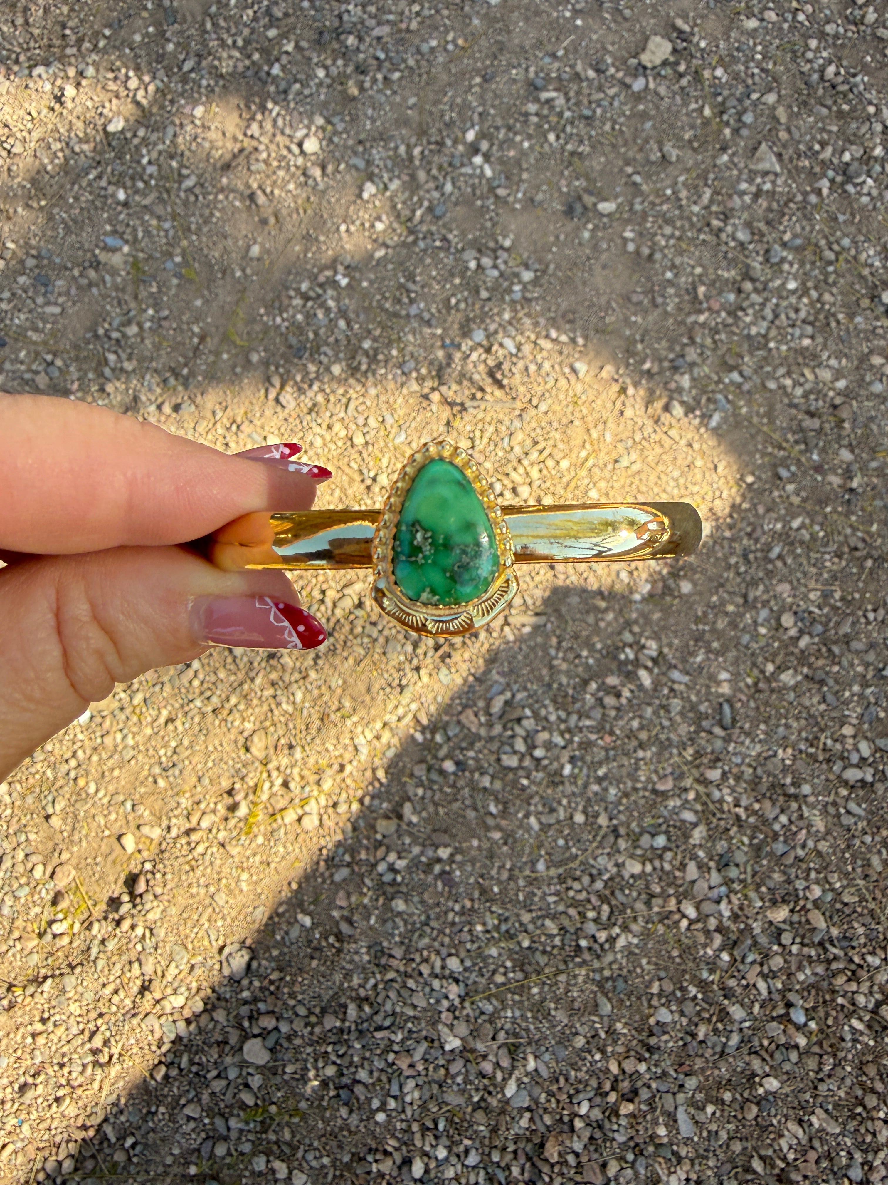 “The Golden Collection” Handmade Gold Plated Sterling Silver Natural Sonoran Mountain Turquoise Bracelet style 4