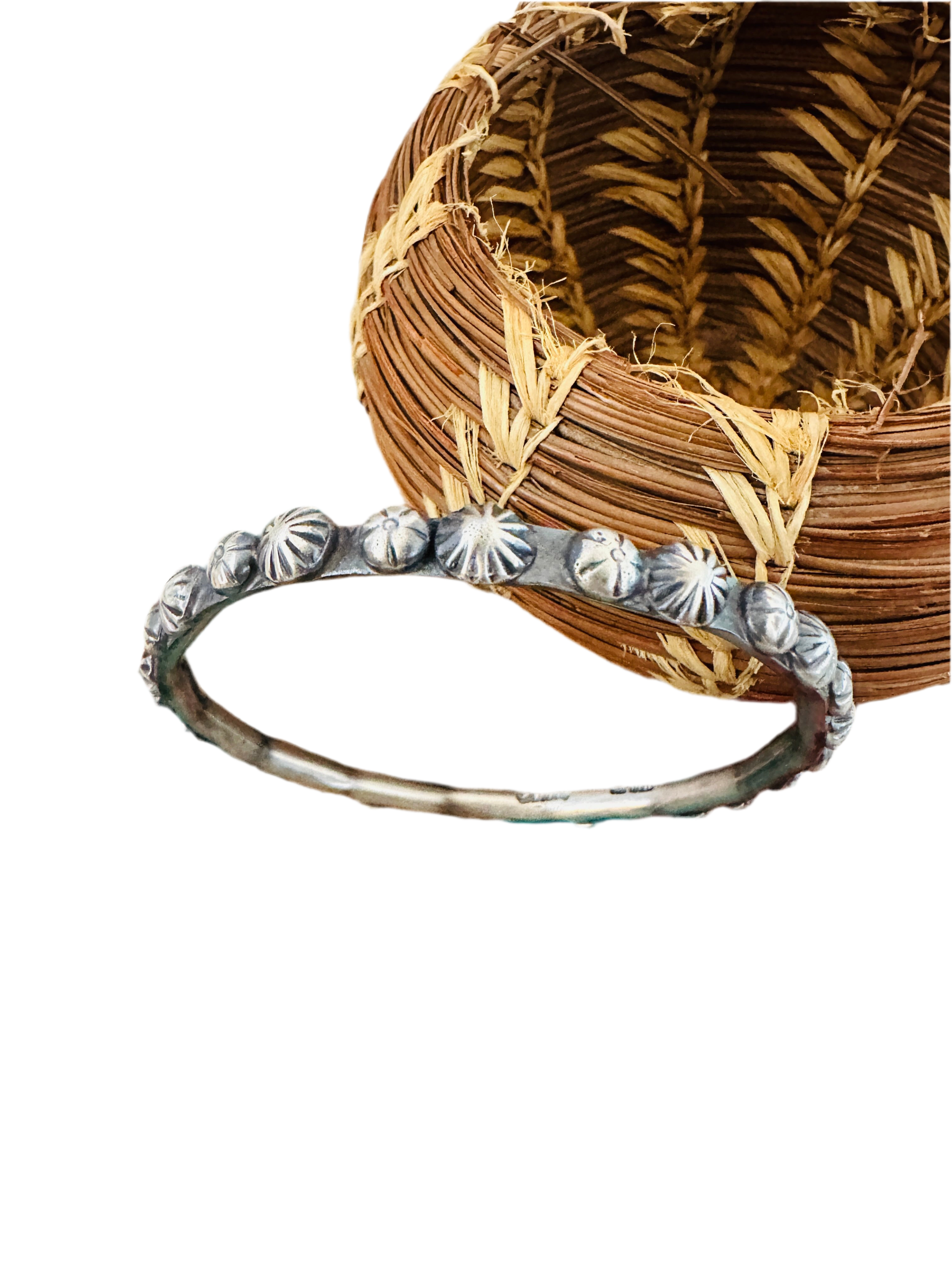 Chimney Butte Navajo Sterling Silver Studded Bangle Bracelet