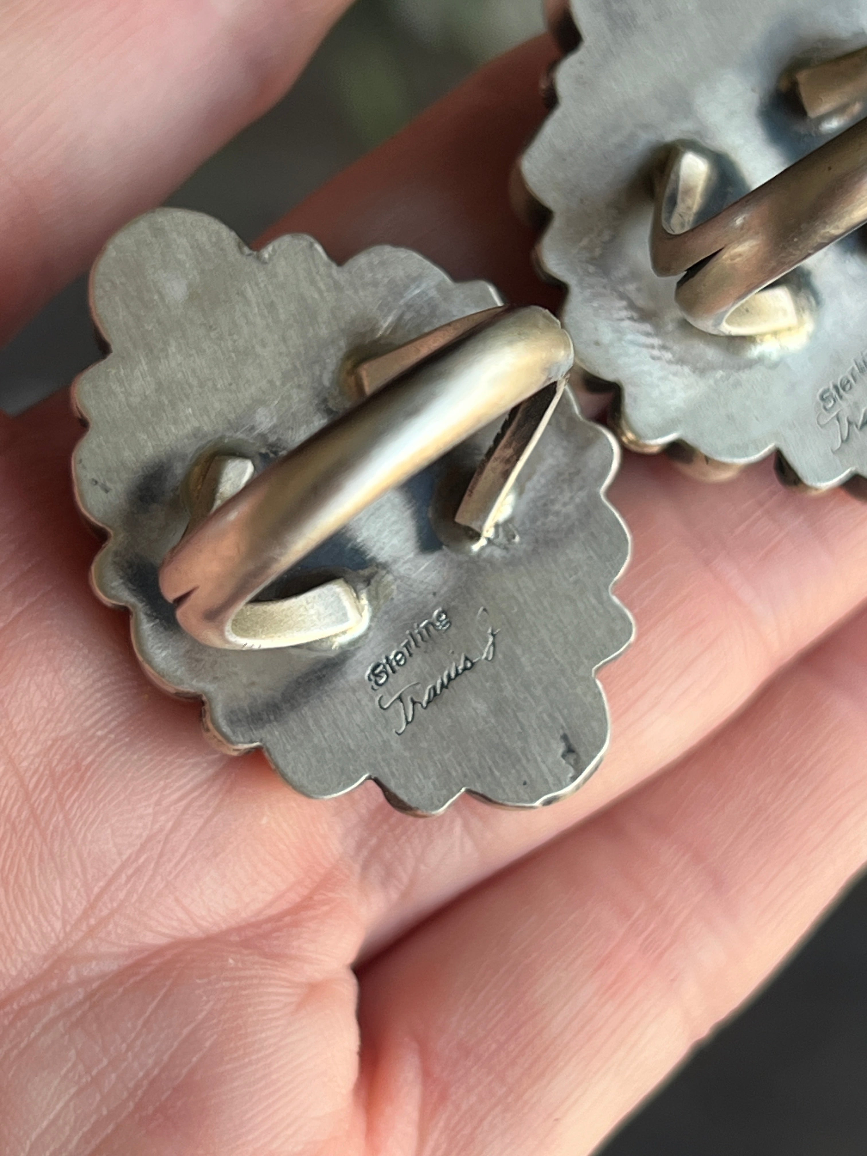 Handcrafted Sterling Silver and Queen Pink Conch Shell Cluster Ring by Travis Jim