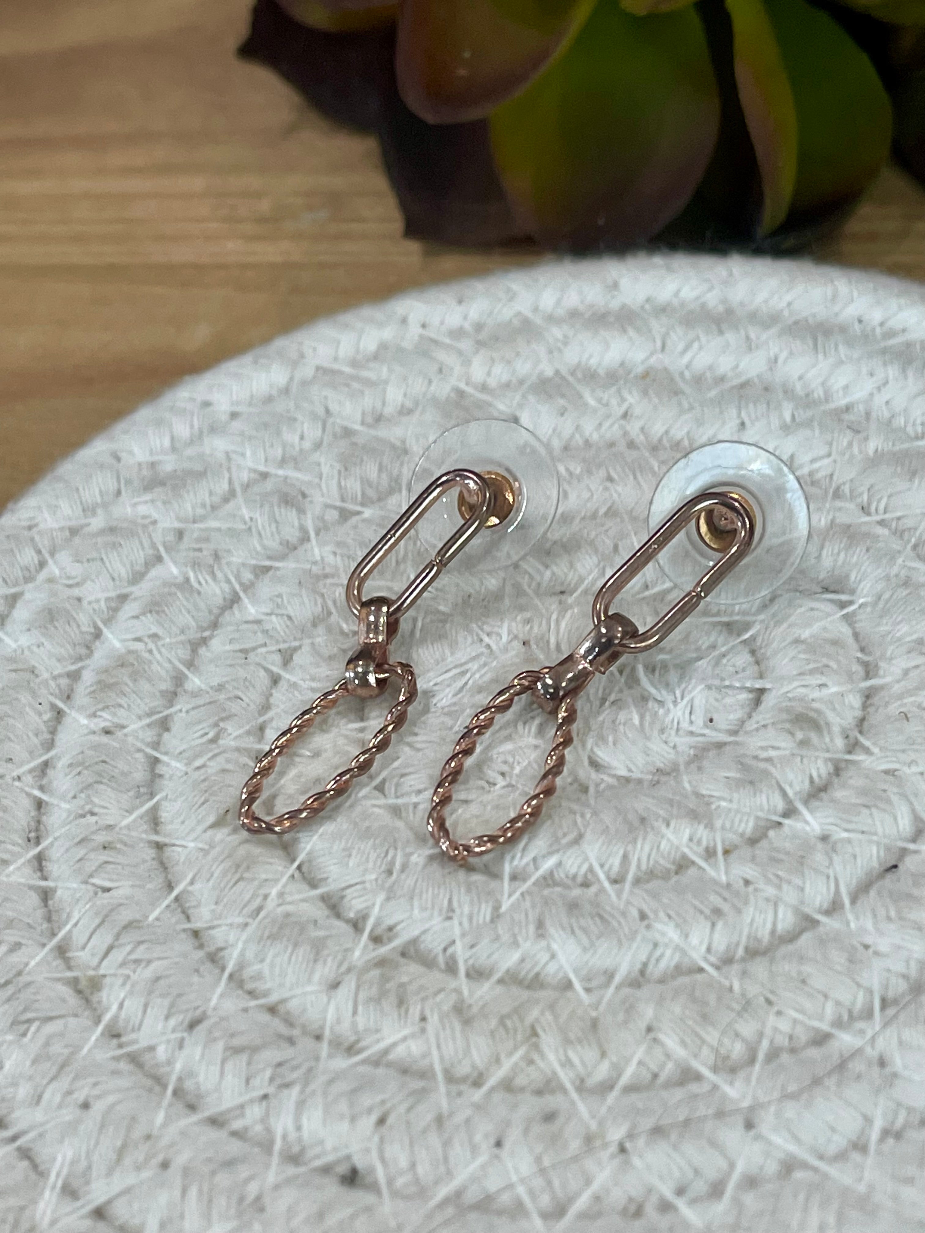 Vintage Handmade Copper Post Dangle Earrings