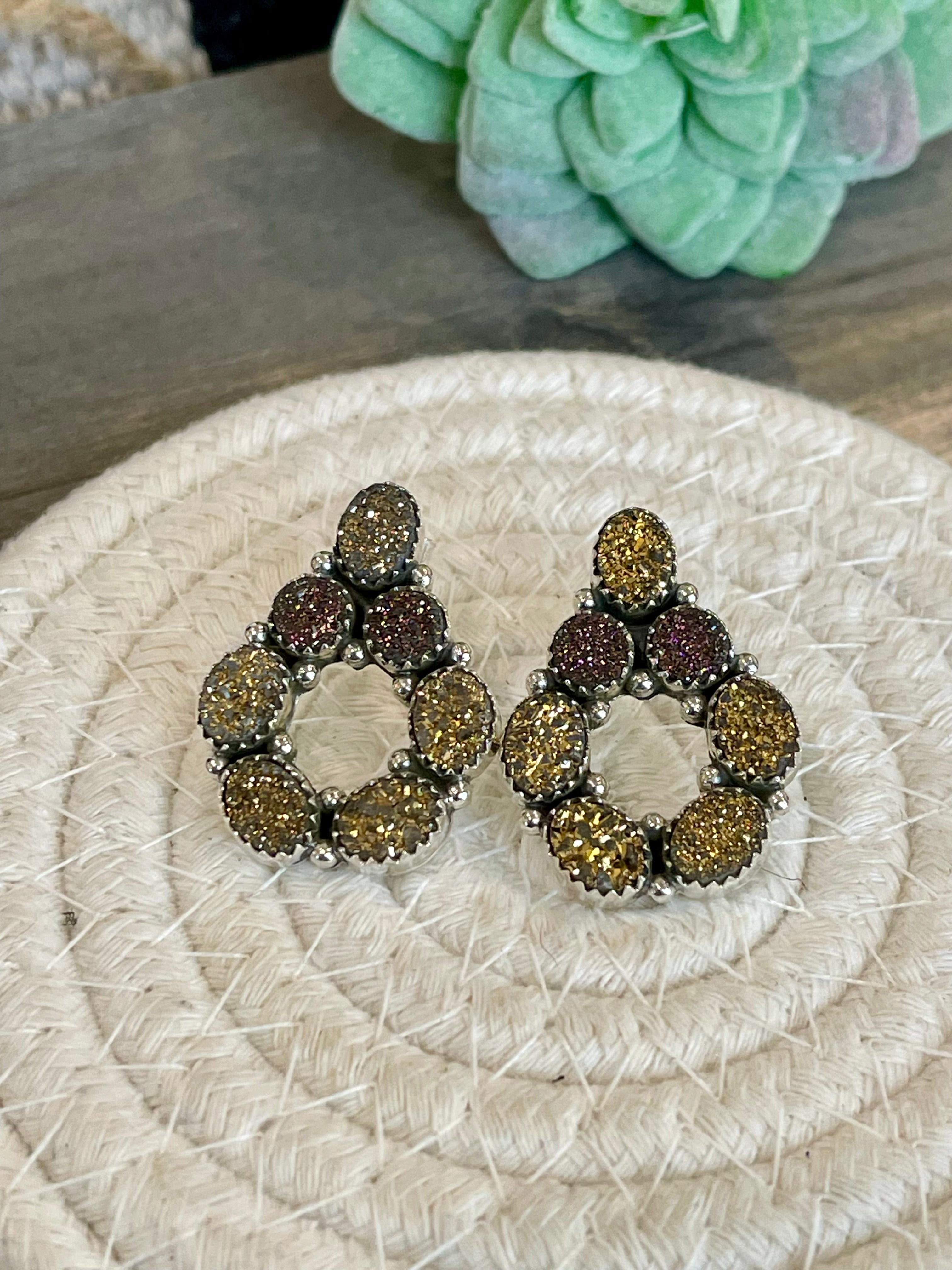 Handmade Sterling Silver & Druzy Post Earrings