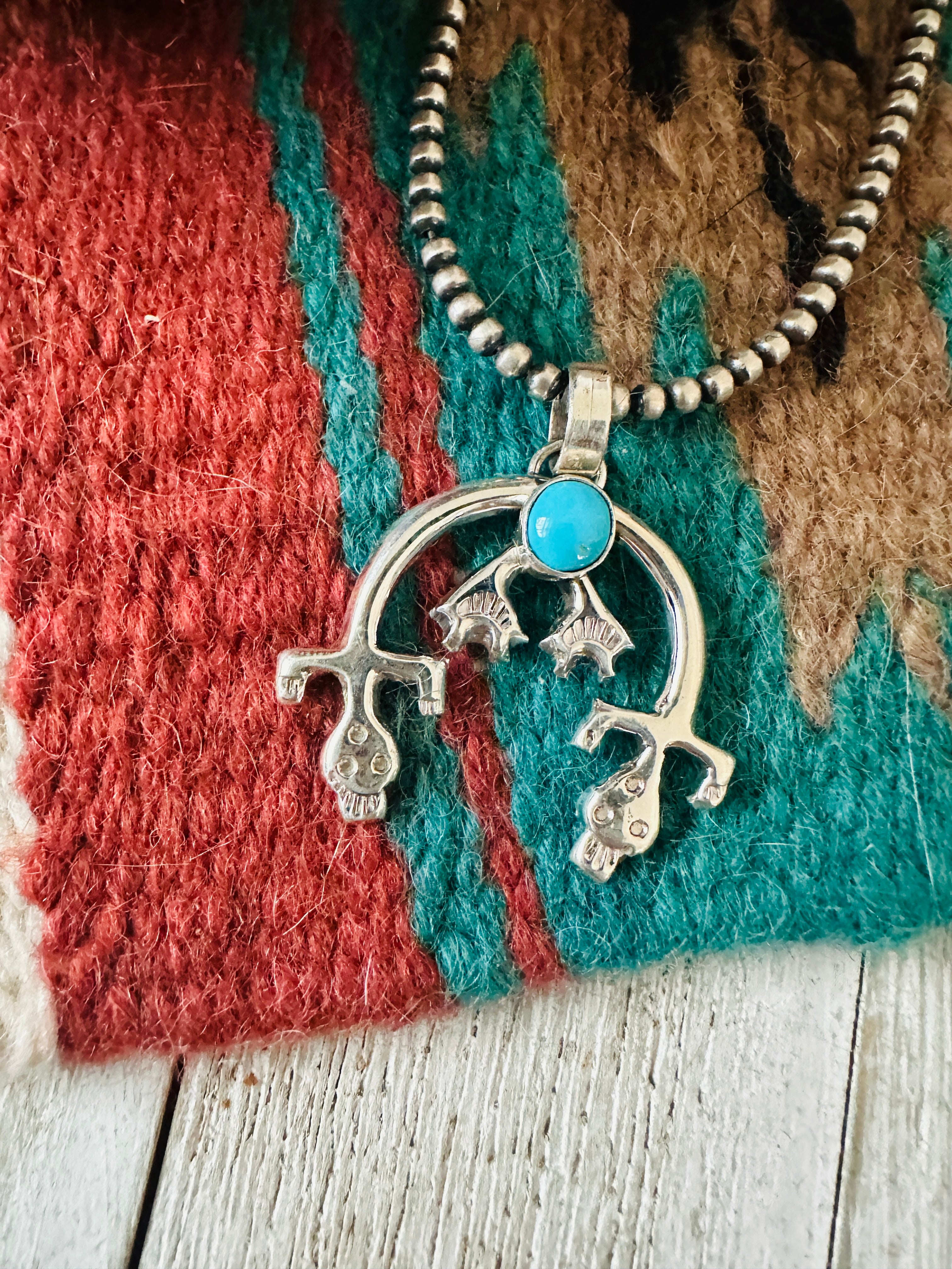 Handcrafted Sterling Silver & Turquoise Naja Pendant