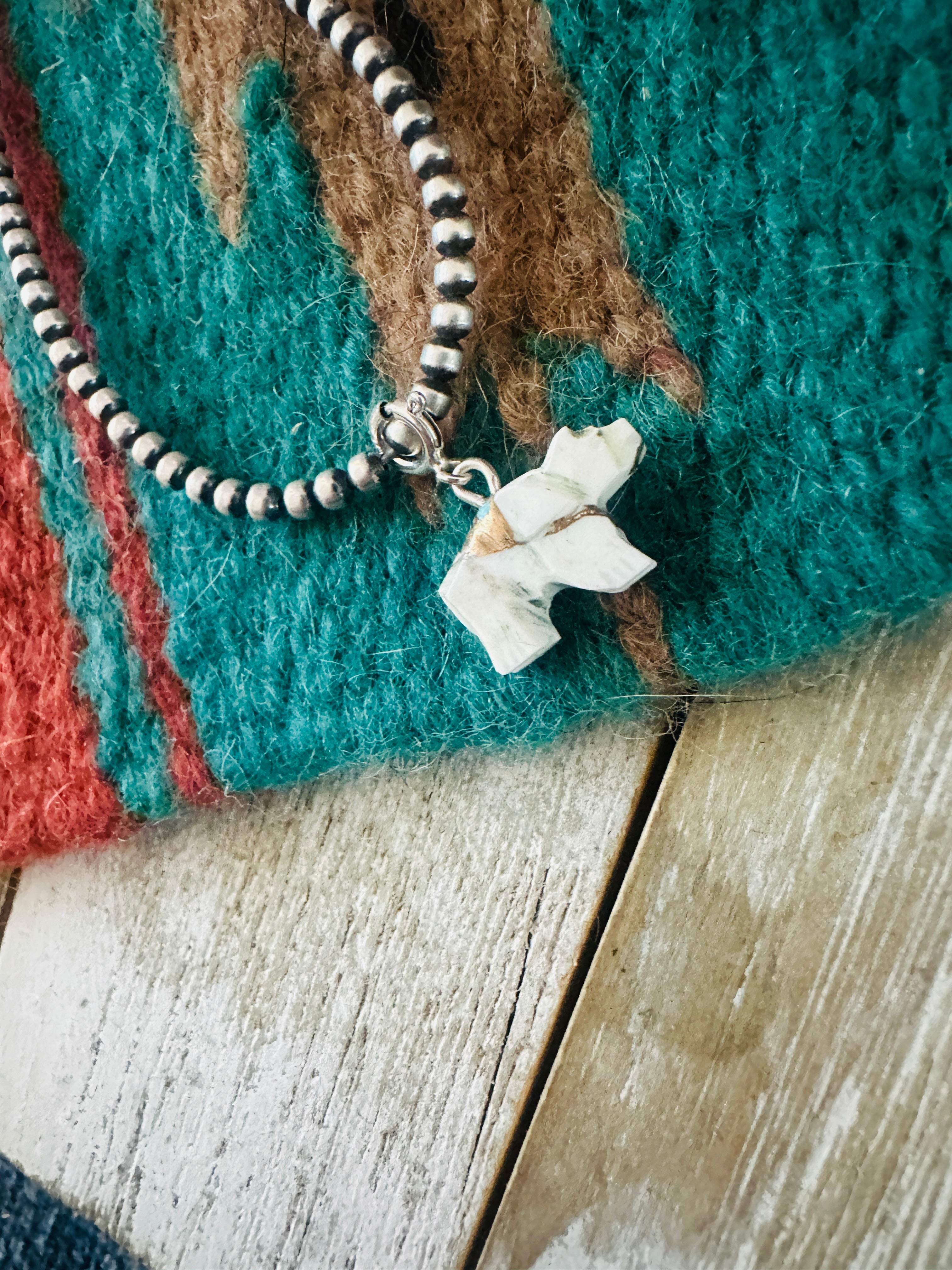 Handcrafted & Hand Carved Blue Mojave Bear Charm