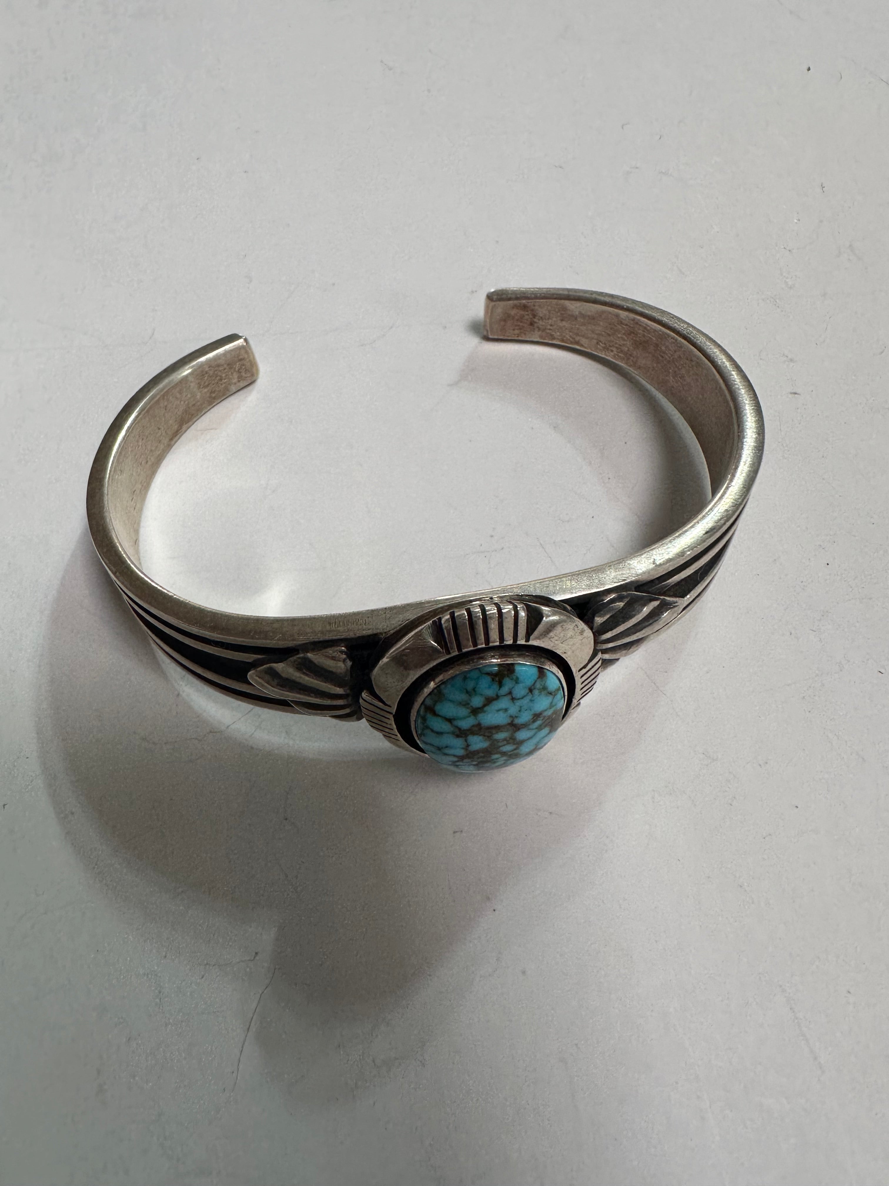 Beautiful Handcrafted Sterling Turquoise Bracelet Cuff Signed