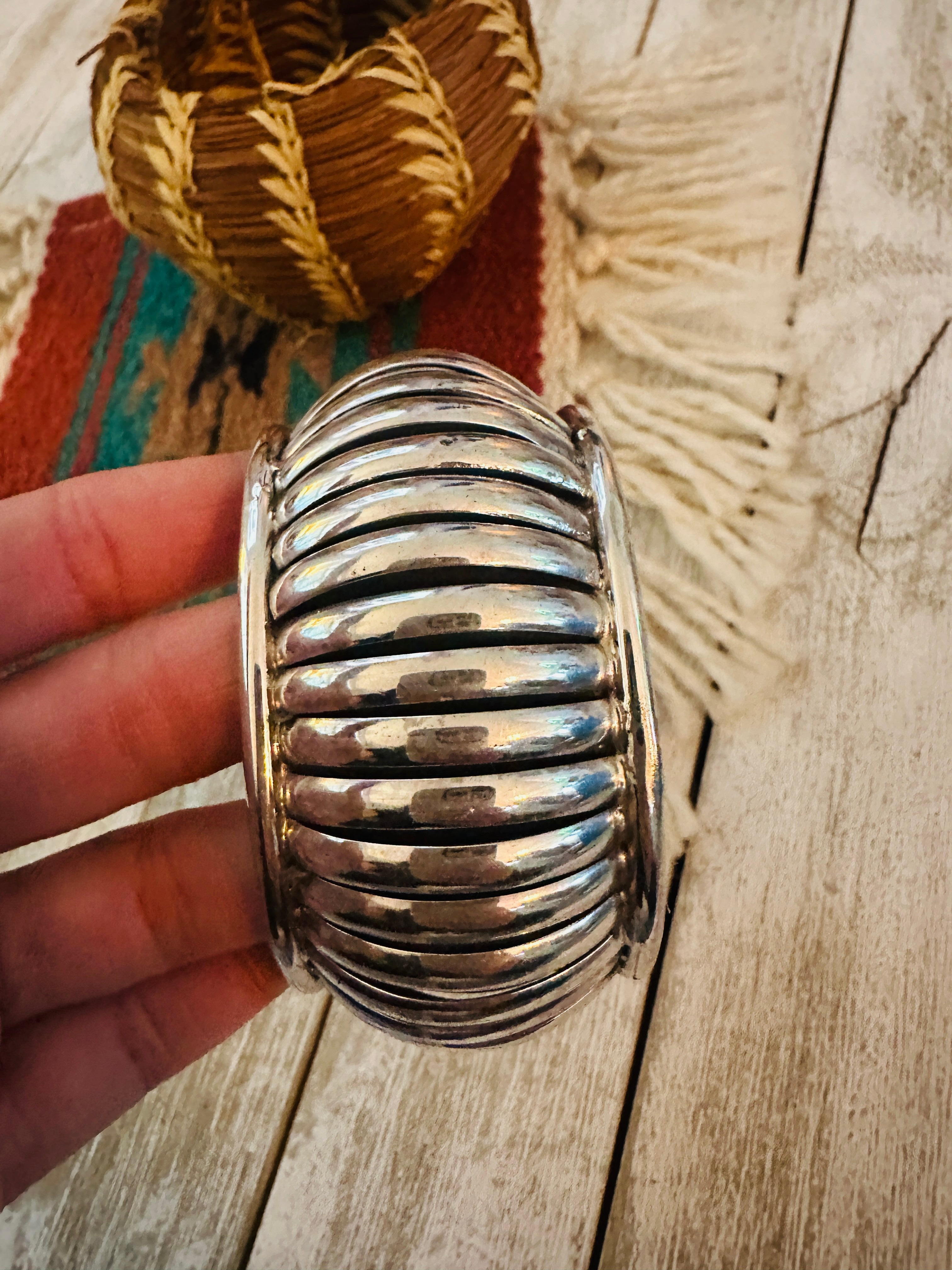 Handcrafted Rolled Sterling Silver Cuff Bracelet