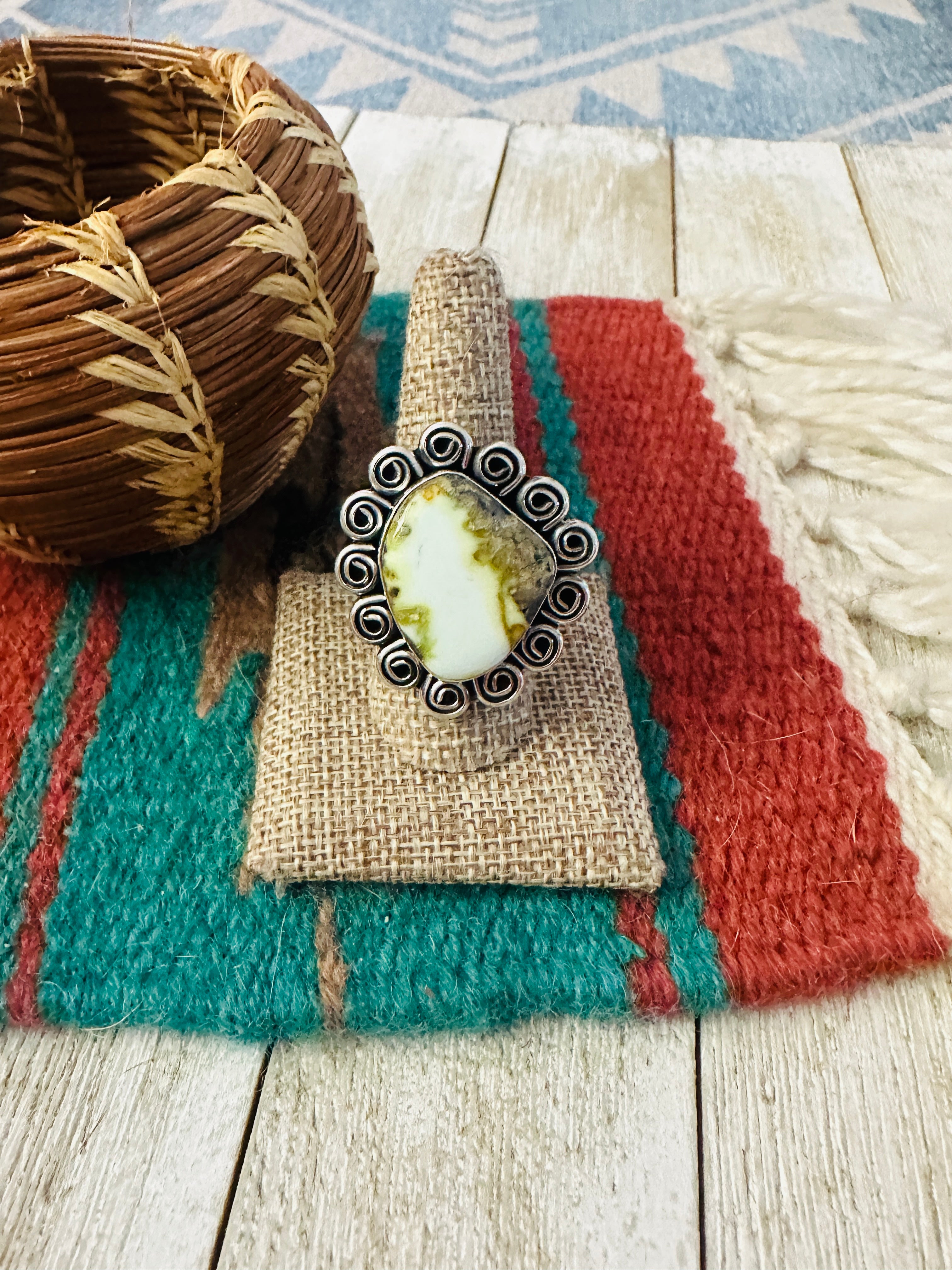 Handcrafted Palomino Turquoise & Sterling Silver Ring size 9.5