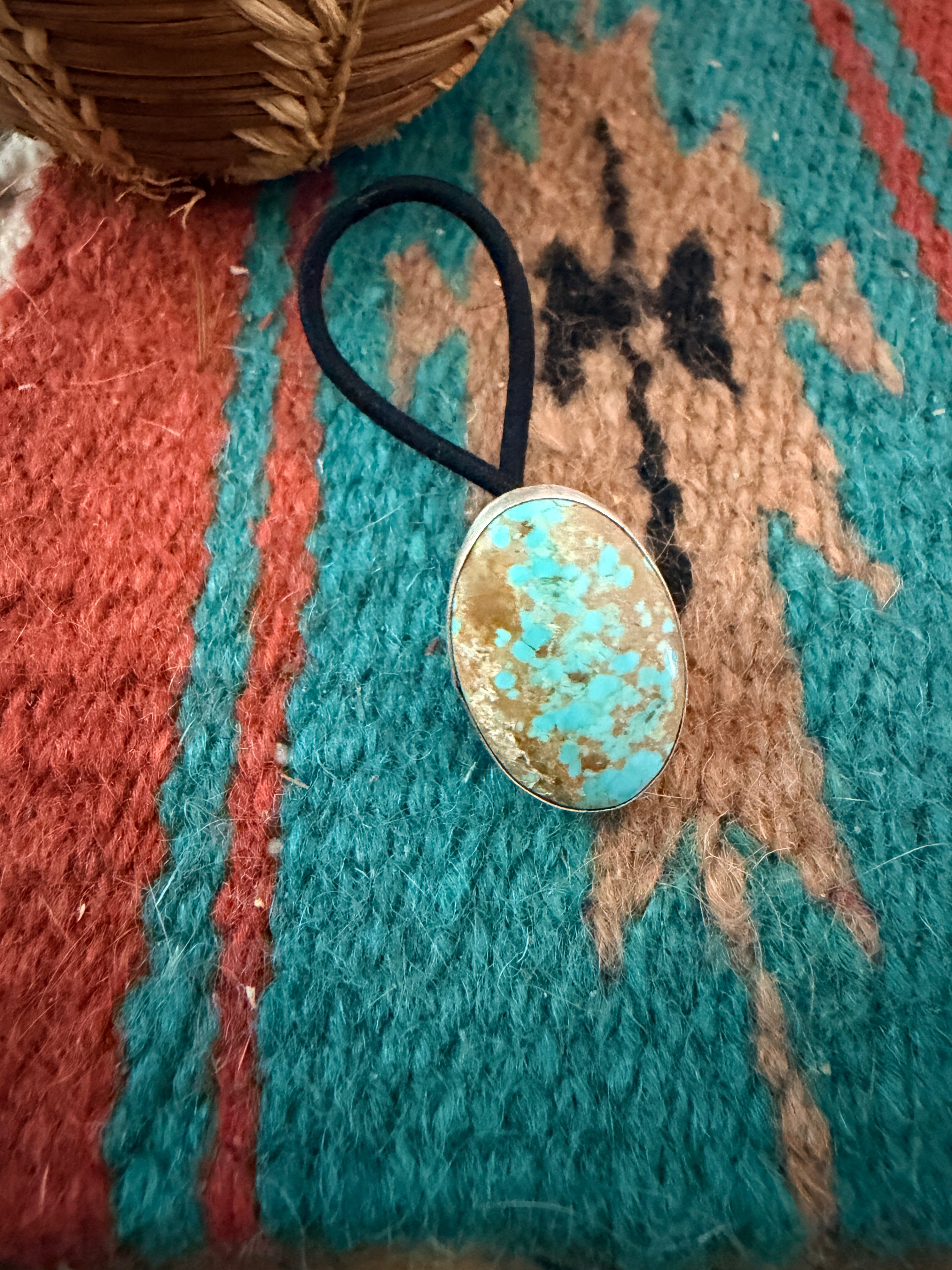 Handcrafted Turquoise & Sterling Silver Hair Tie Charm