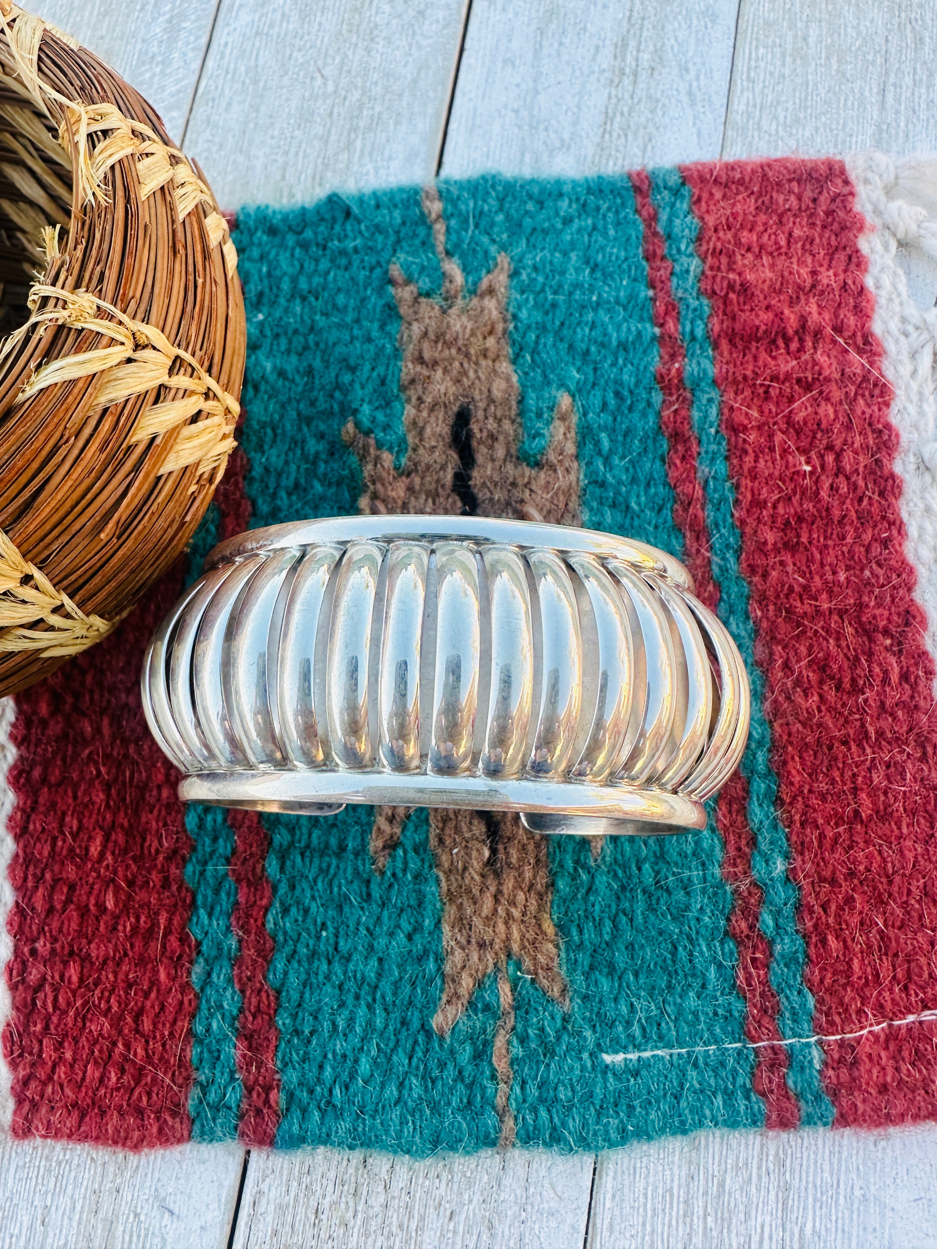 Handcrafted Old Pawn Rolled Sterling Silver Cuff Bracelet