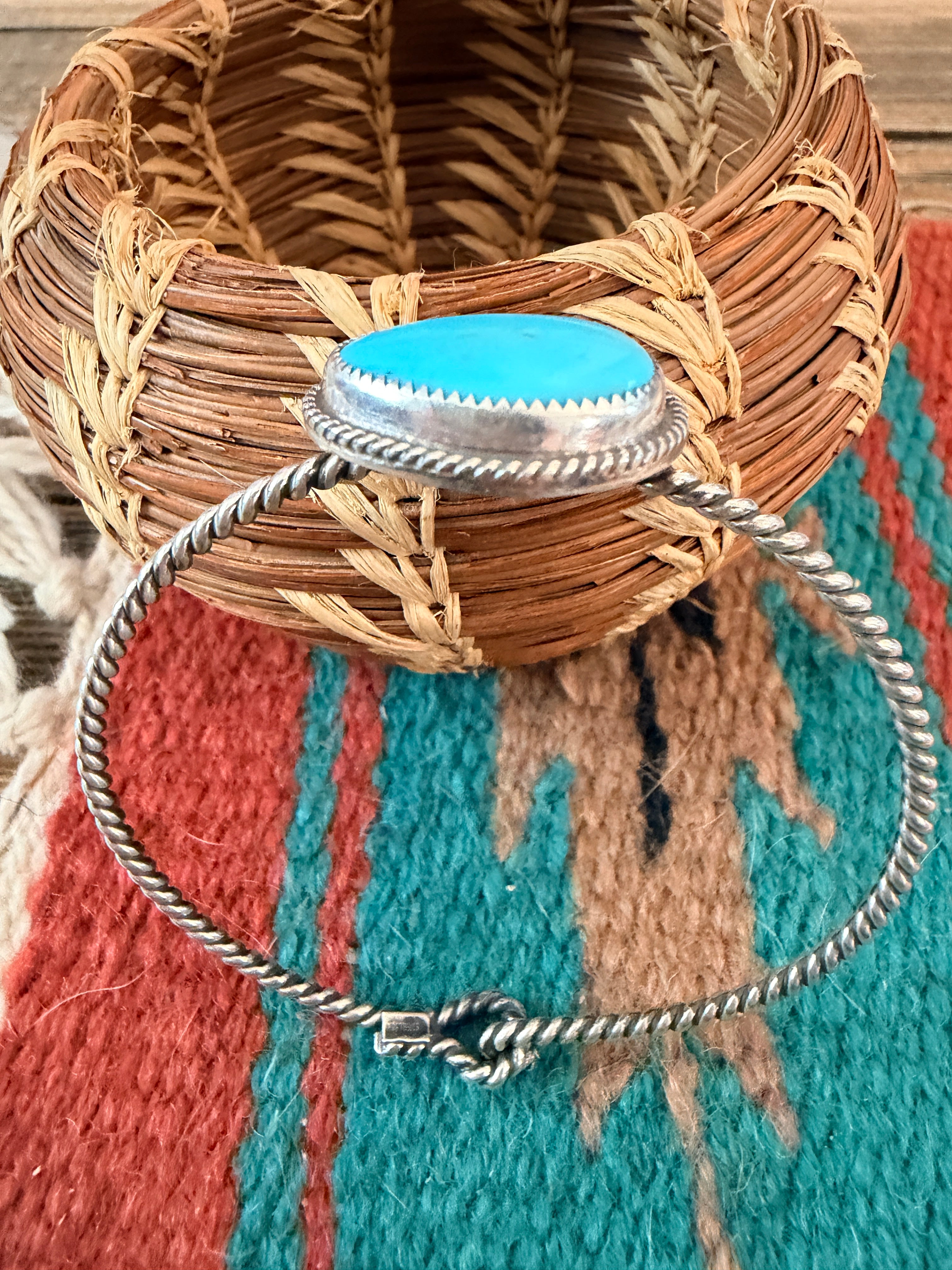 Handmade Turquoise & Sterling Silver Bangle Bracelet