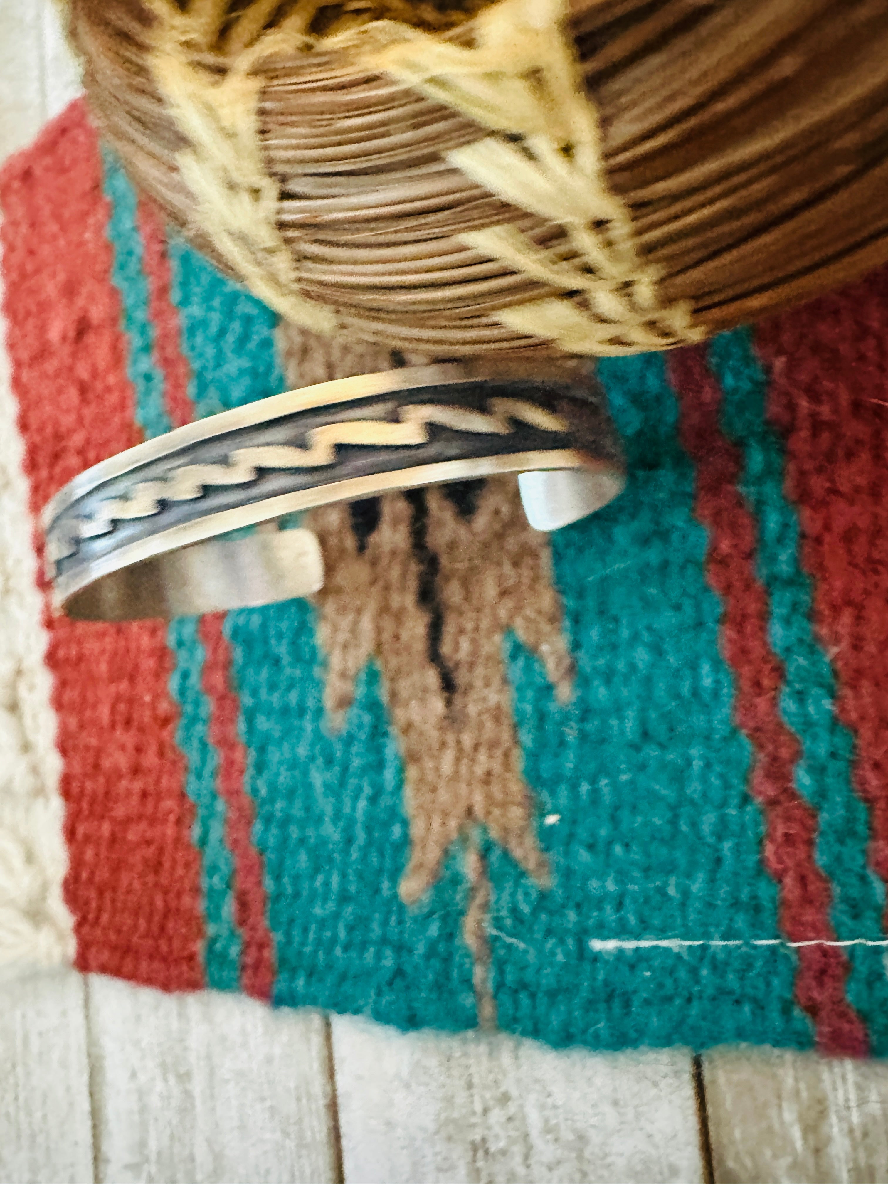 Handcrafted Hand Stamped Sterling Silver Cuff Bracelet