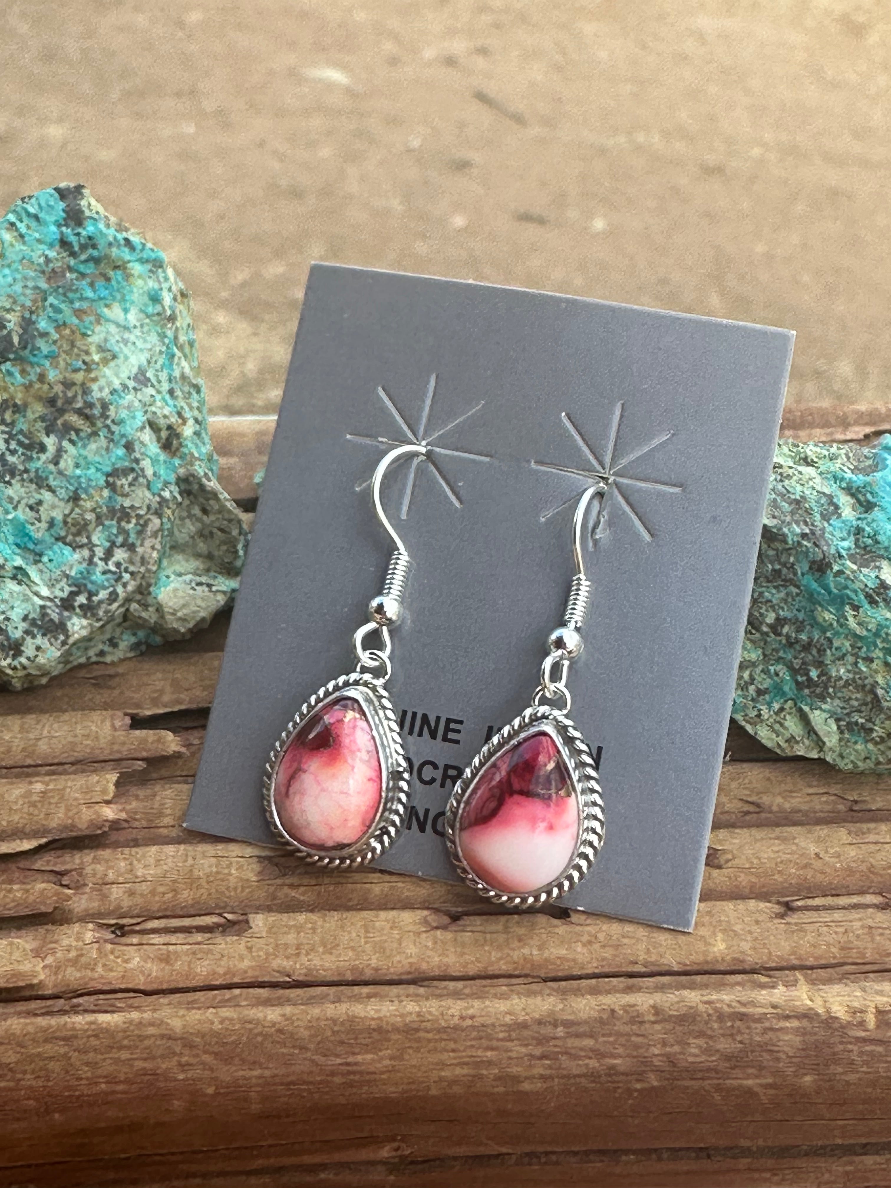 Handcrafted Sterling Silver & Rose Dahlia Dangle Earrings