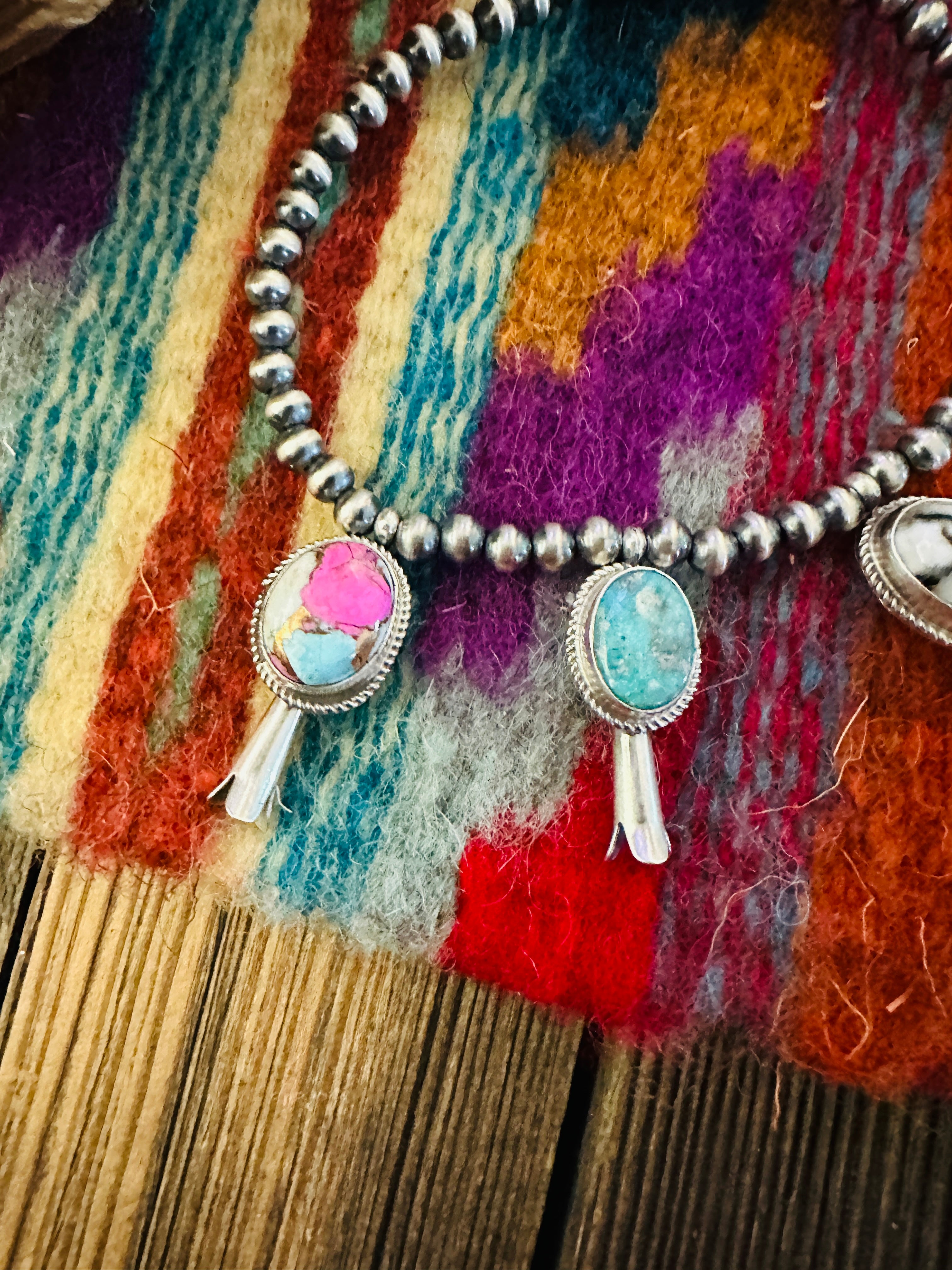 Handcrafted 3mm Sterling Silver Pearl & Multi Stone Blossom Stretch Bracelet