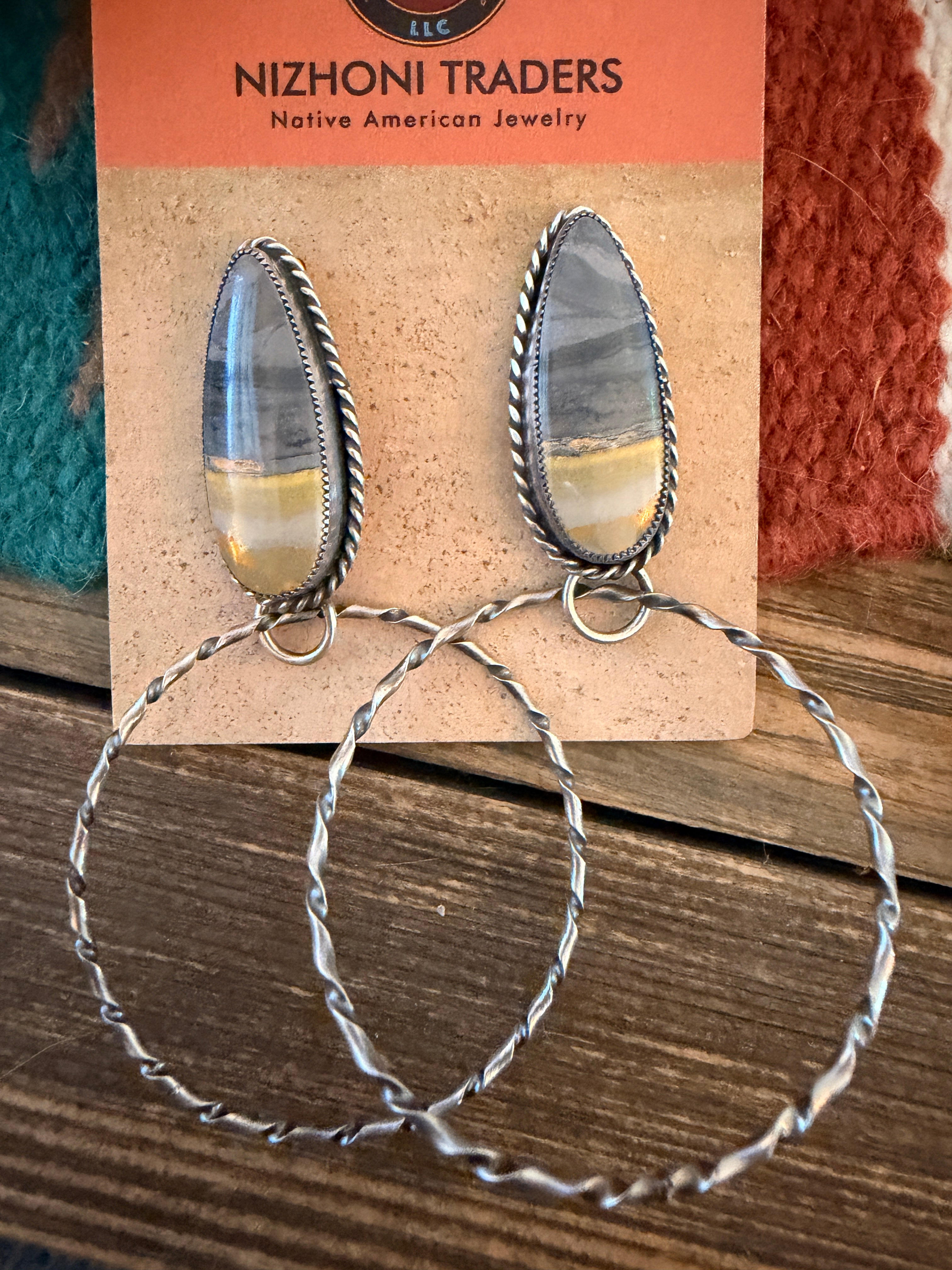 Handcrafted Bumblebee & Sterling Silver Hoop Earrings