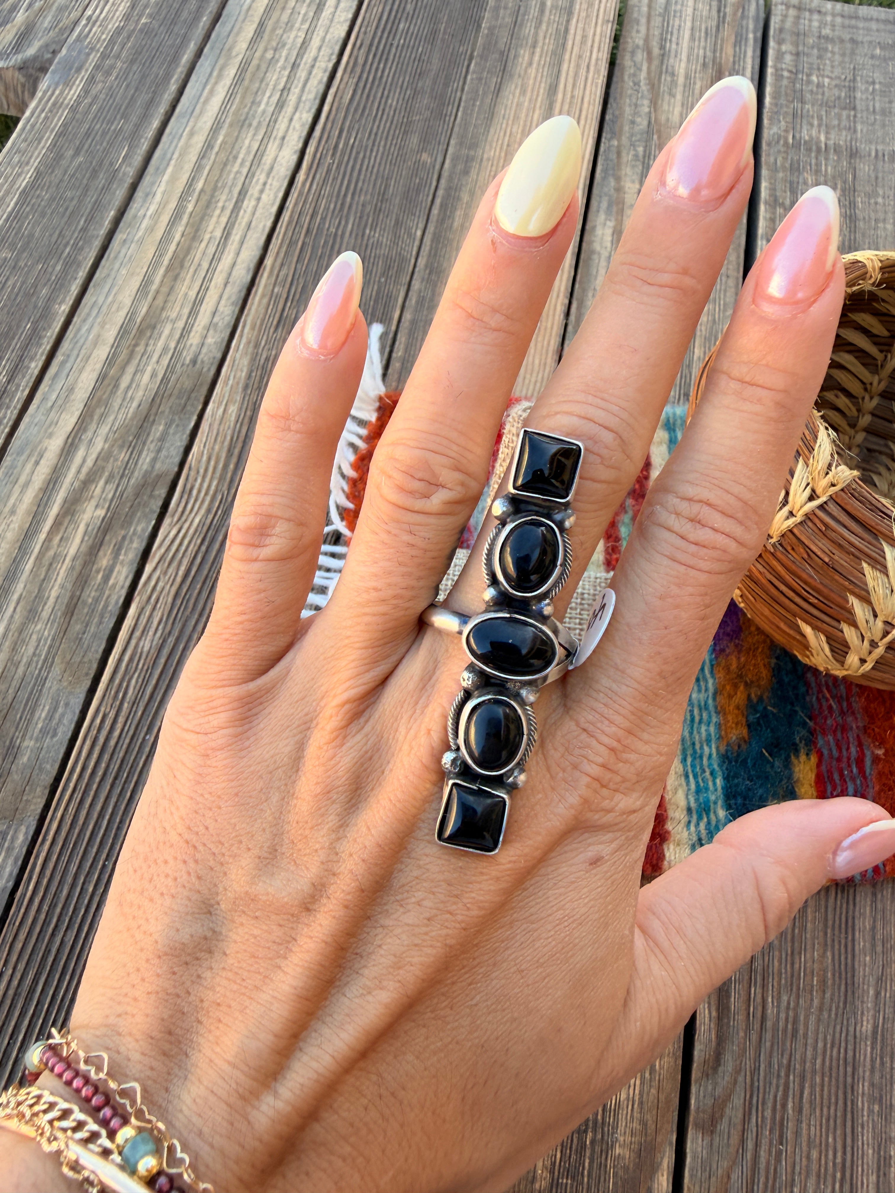 Handcrafted Black Onyx & Sterling Silver Adjustable Ring by Danny Henio