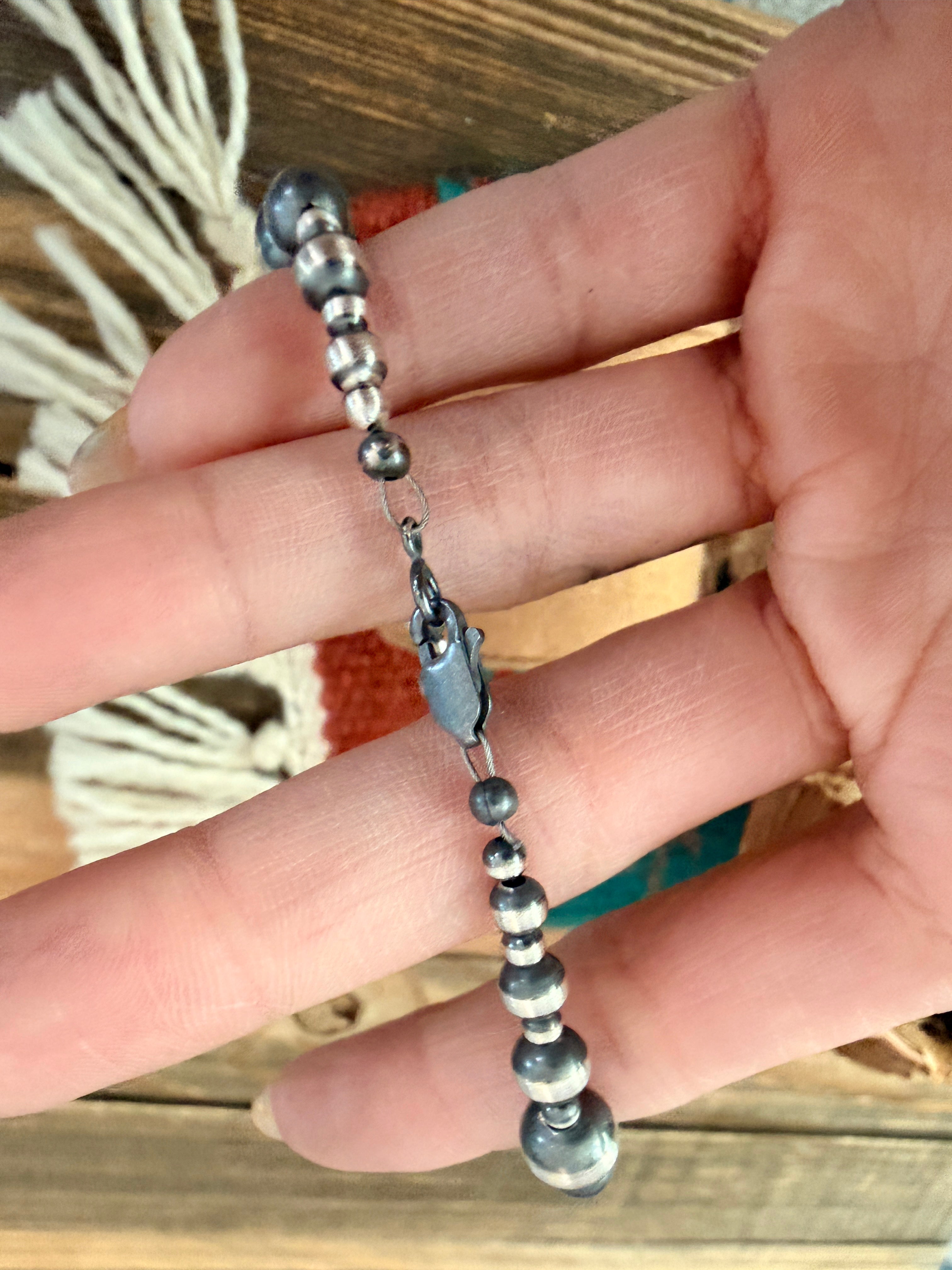 Handcrafted Purple Spiny Oyster & Sterling Silver Pearl Beaded Bracelet