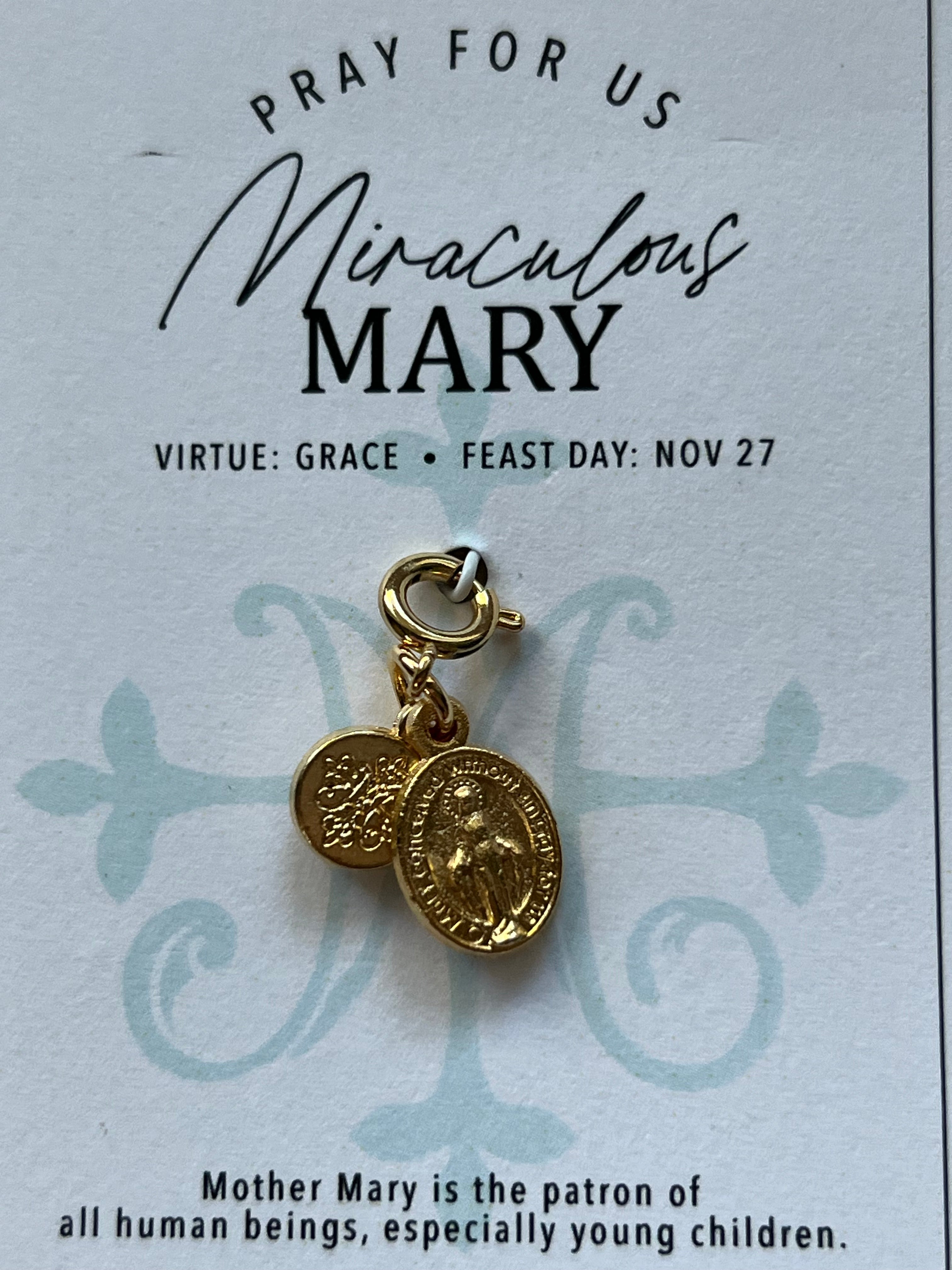Miraculous Mary Medal Charm- Gold Plated