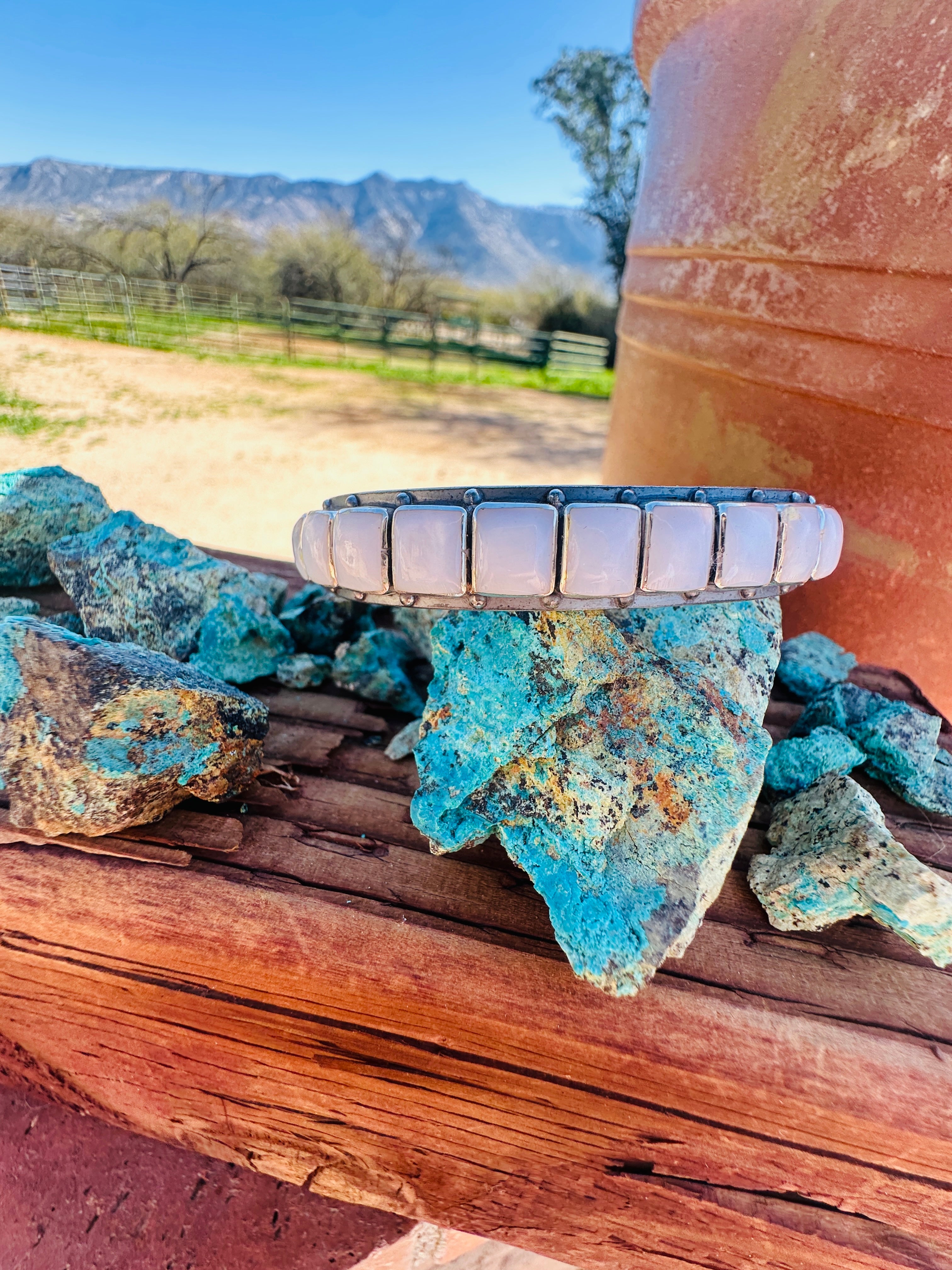Handcrafted Sterling Silver and Mother of Pearl Cuff Bracelet by Federico Jimenez