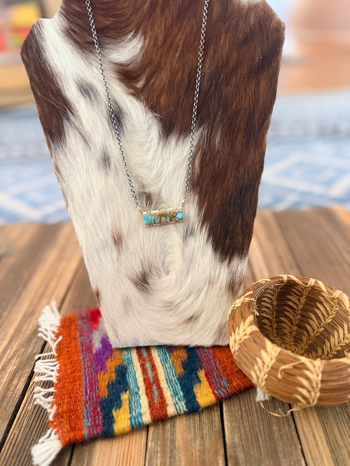 Handcrafted Turquoise & Sterling Silver Bar Necklace