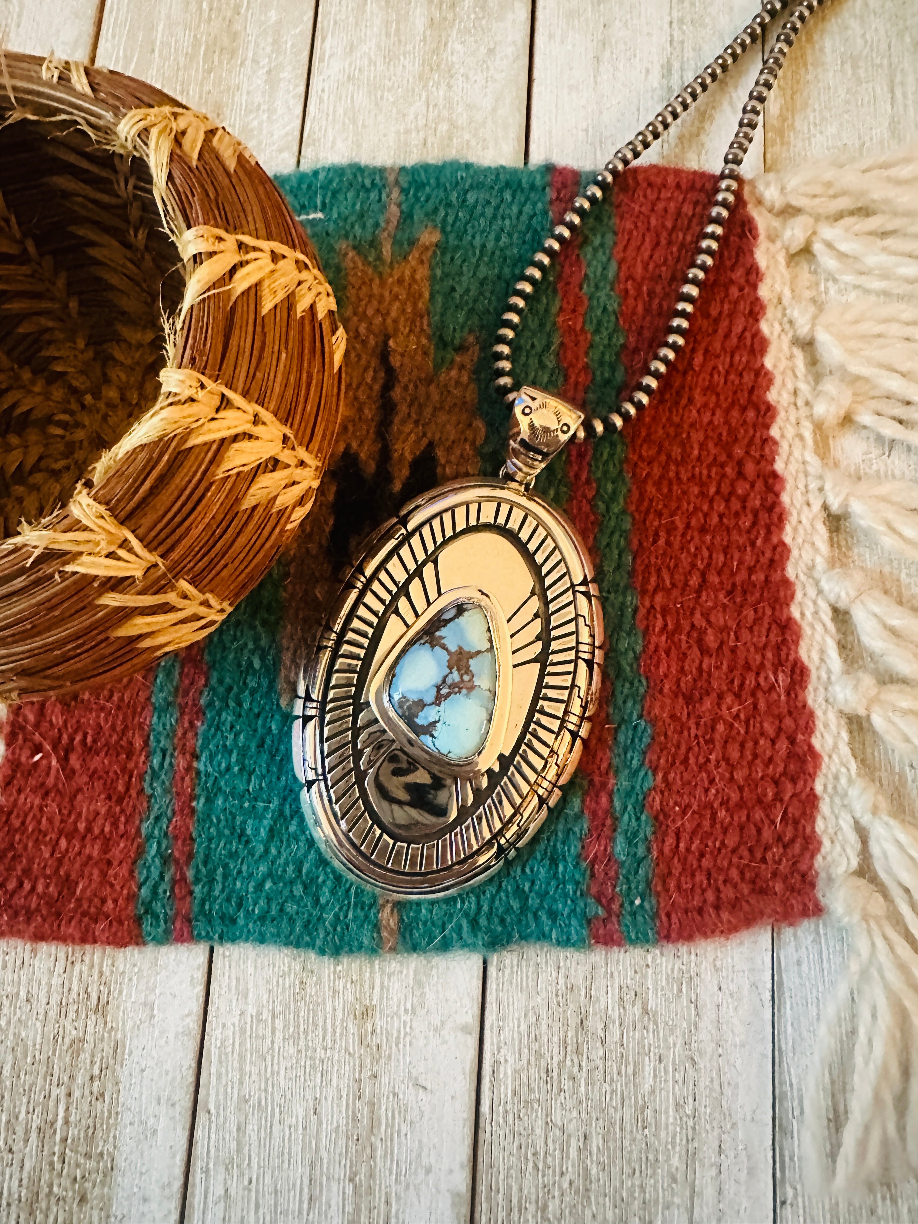 Handcrafted Golden Hills Turquoise & Sterling Silver Pendant