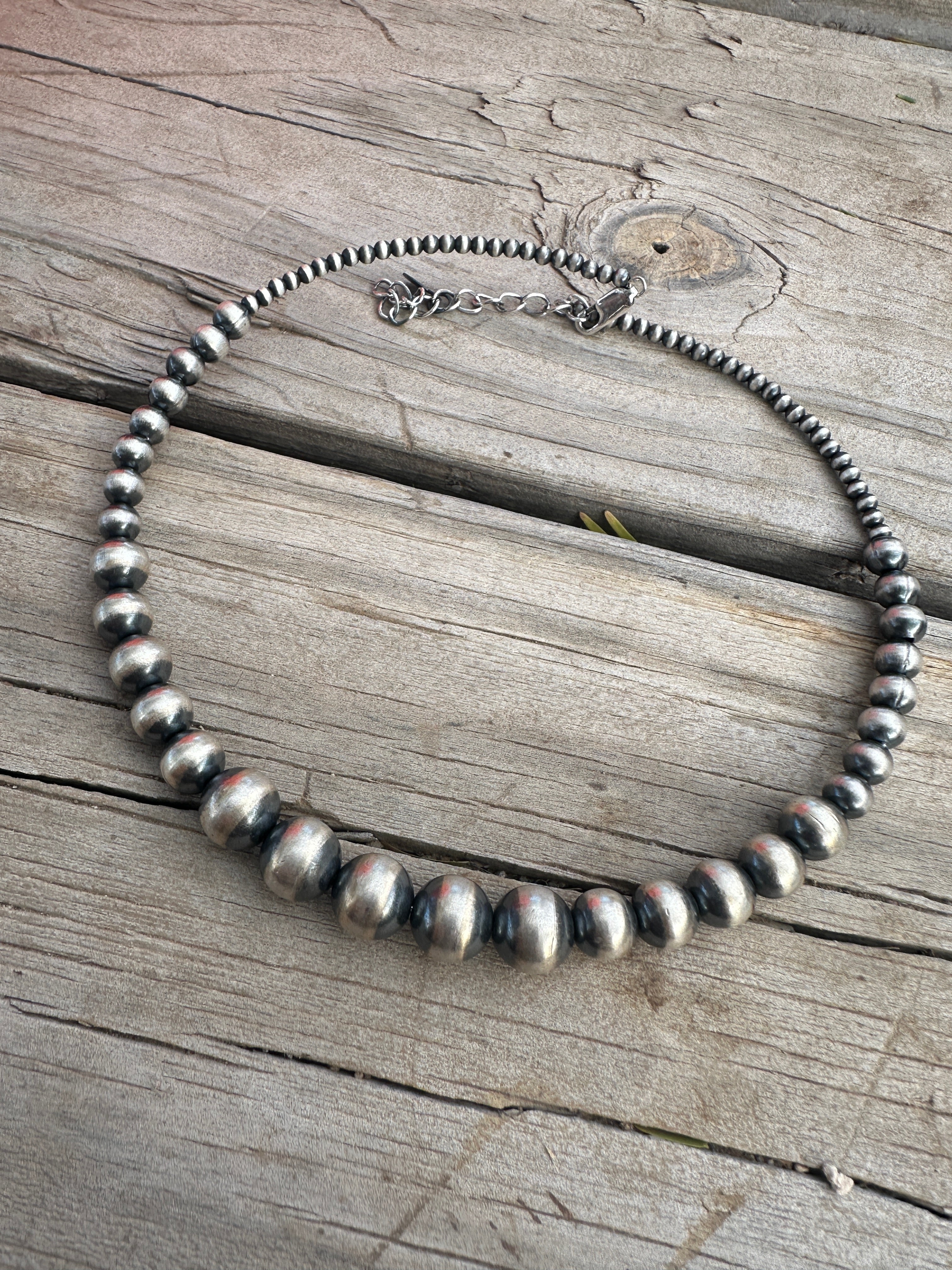 Handmade Handcrafted Pearl Style Sterling Silver Beaded Wrap Choker Necklace