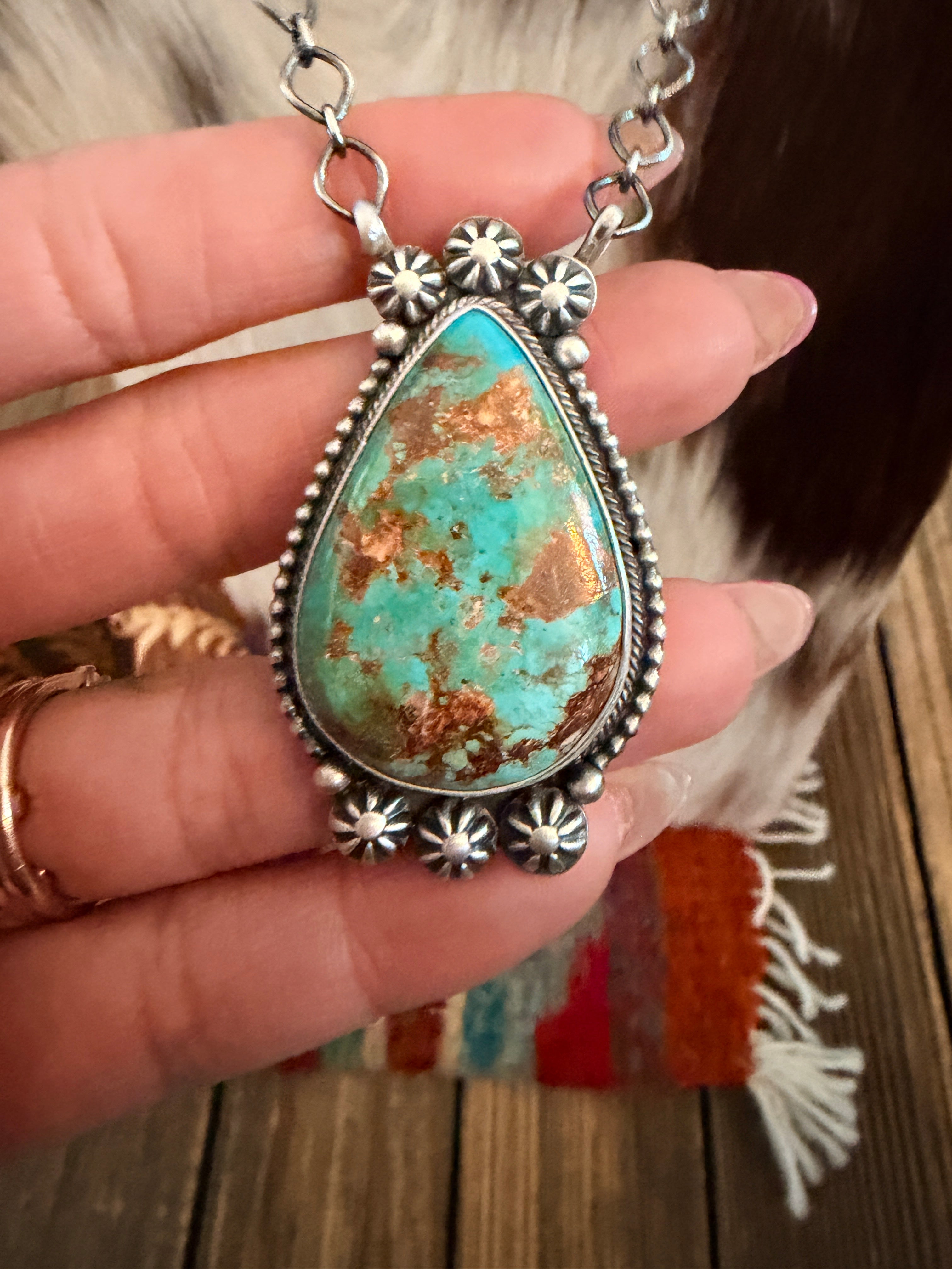 Handcrafted Turquoise & Sterling Silver Necklace by Daniel Benally