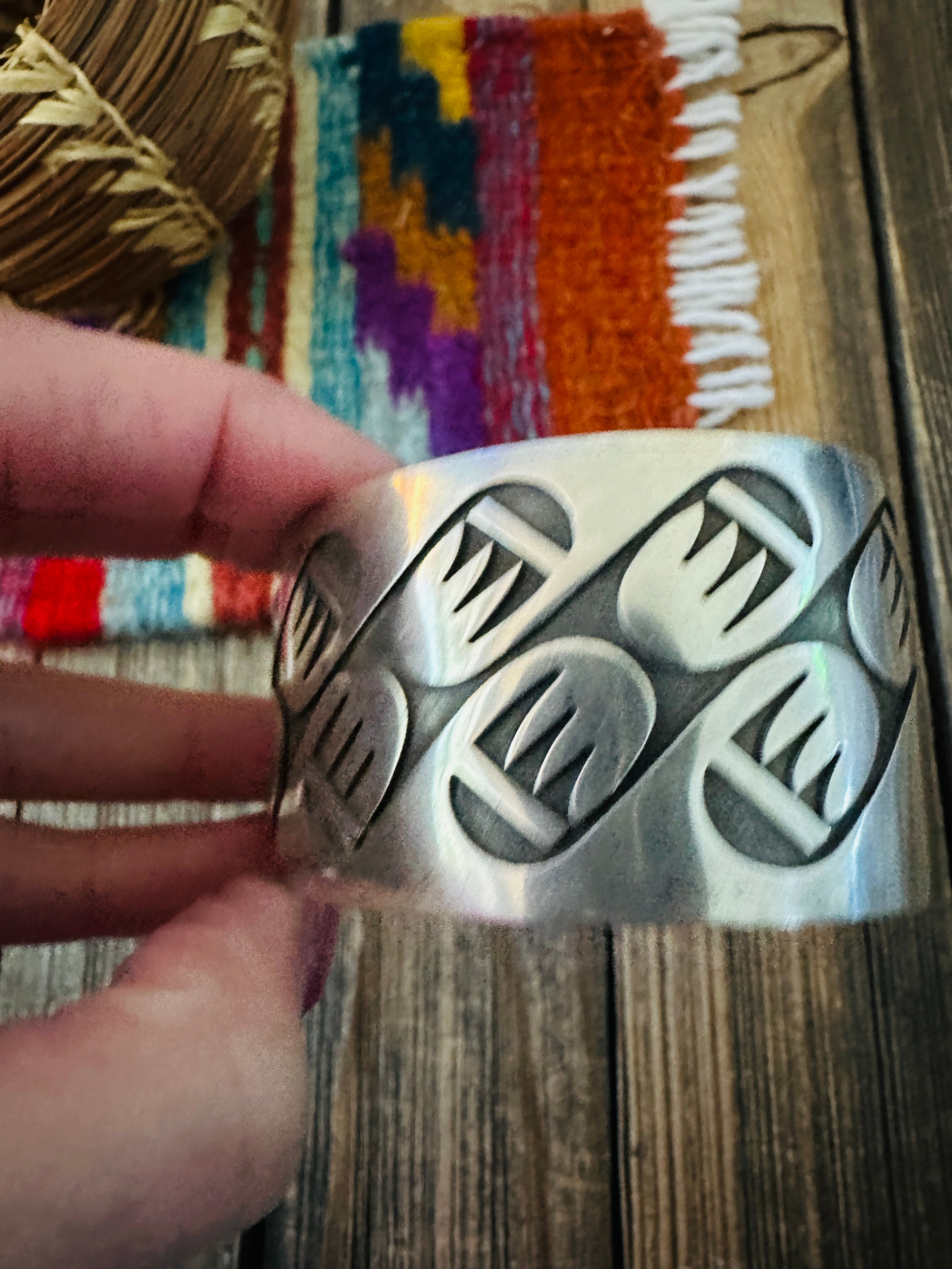 Handcrafted Old Pawn Sterling Silver Bear Paw Cuff Bracelet