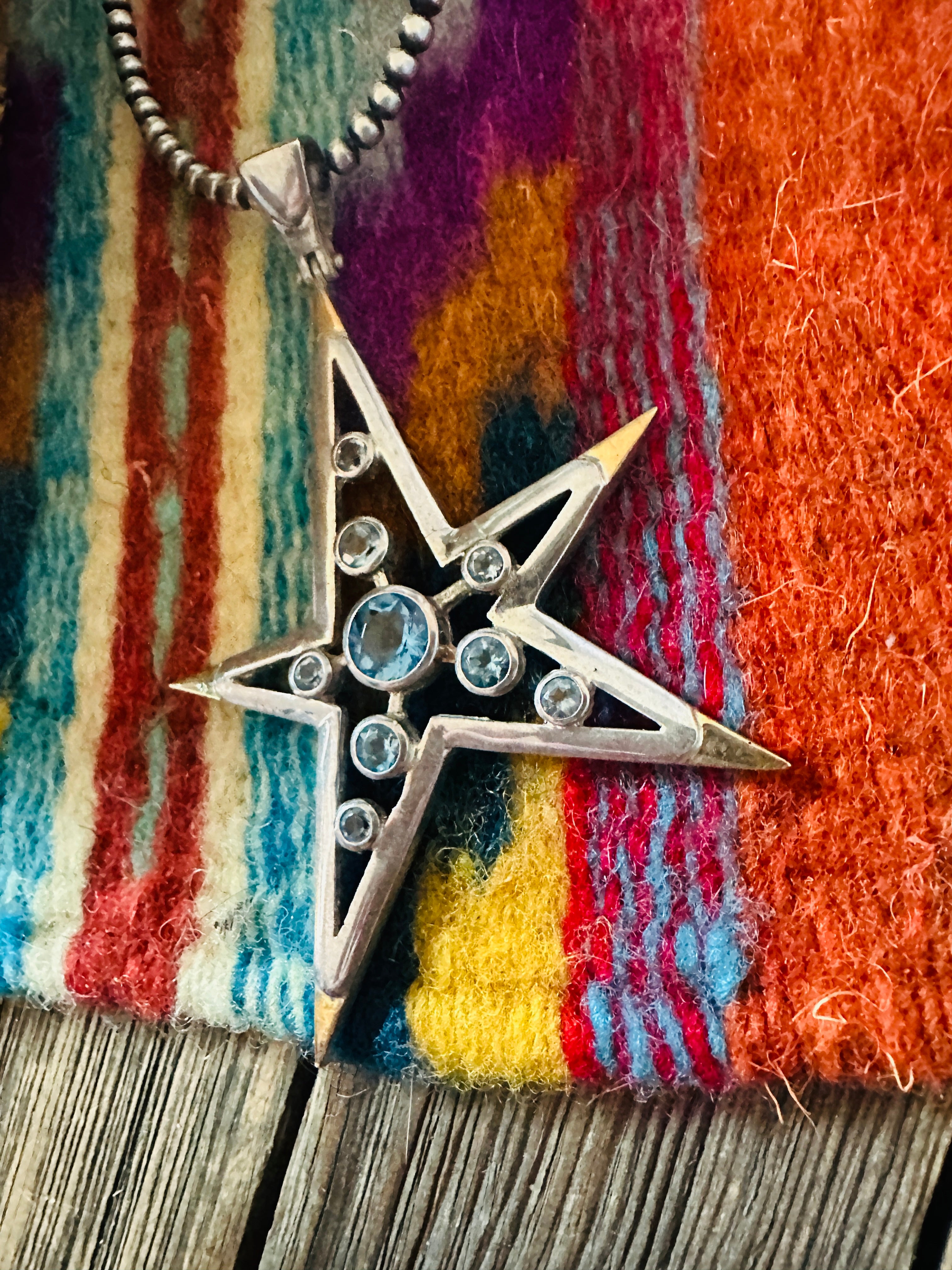 Handcrafted Old Pawn Sterling Silver & Topaz Star Pendant