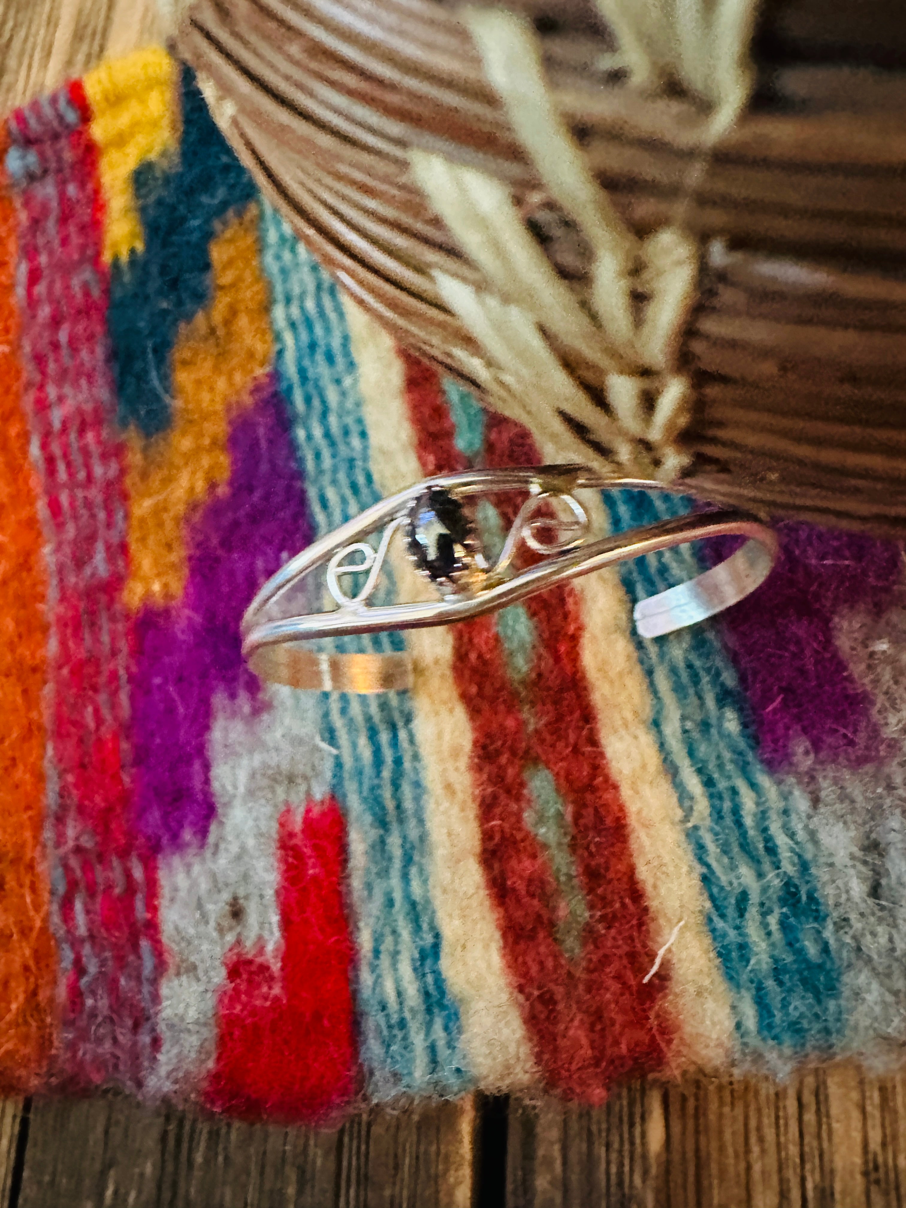 Handcrafted Hematite & Sterling Silver Baby Cuff Bracelet