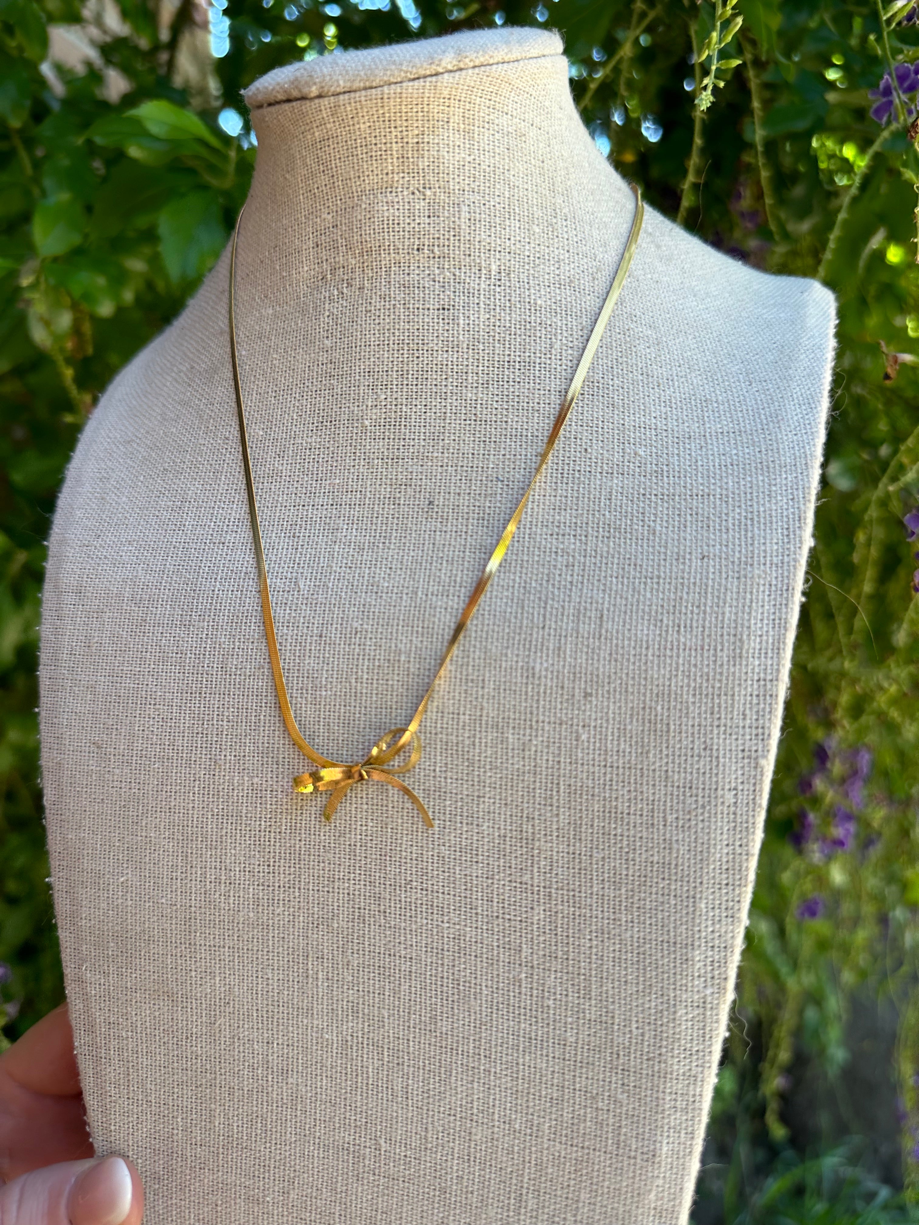 “The Golden Collection” MINI BOW NECKLACE Handmade 18k Gold Plated Necklace