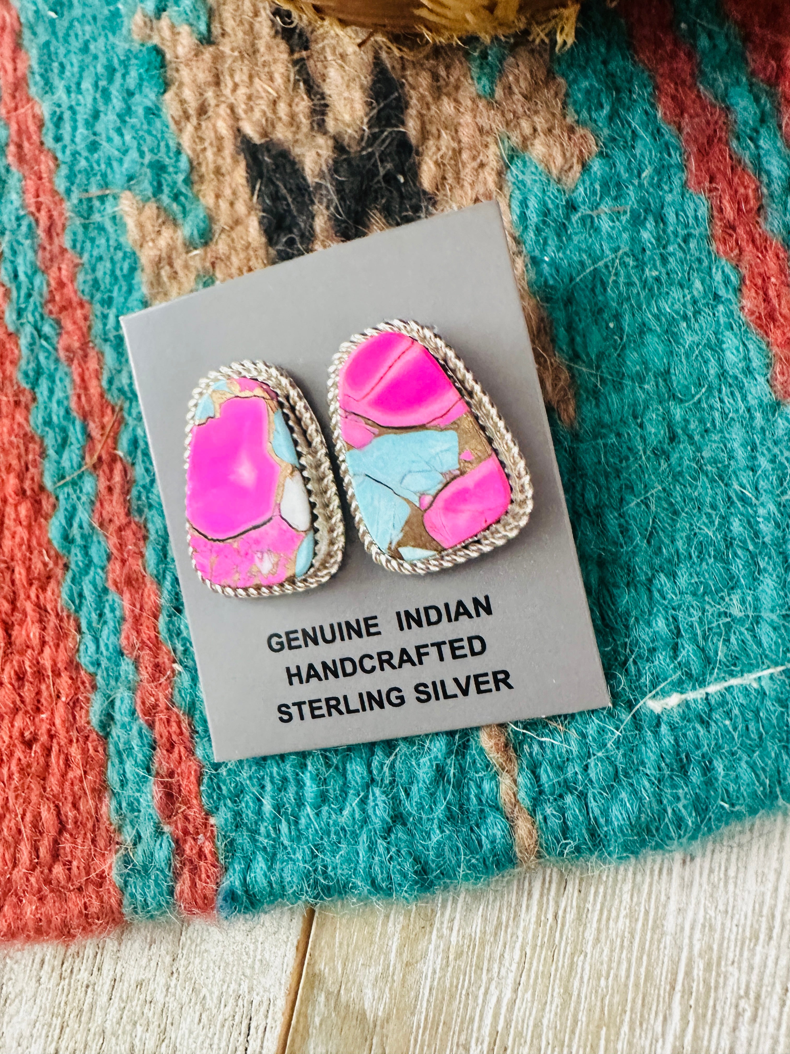 Handcrafted Cotton Candy and Sterling Silver Post Earrings