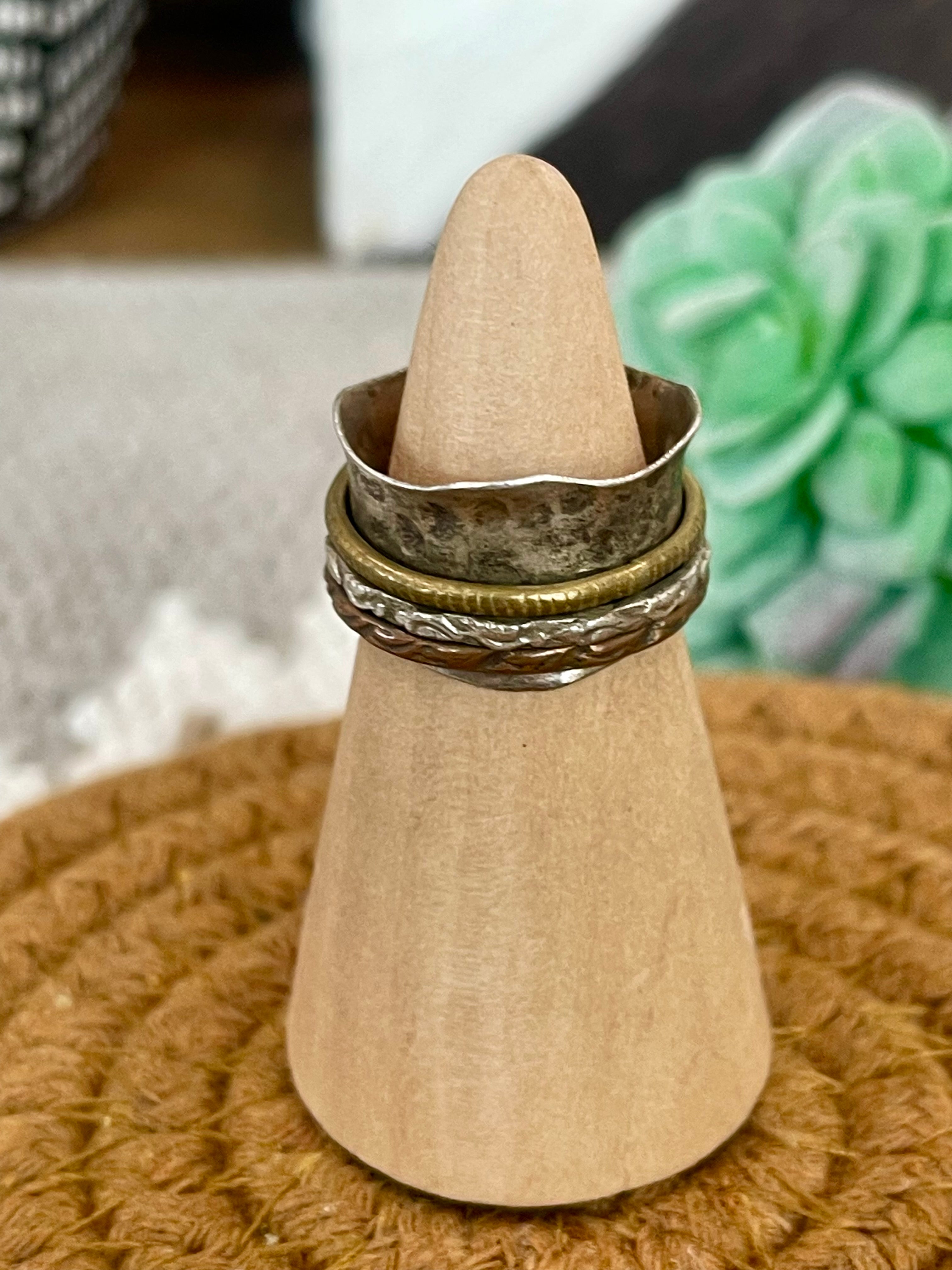 Vintage Handmade Copper Stacked Ring Sz 5.75
