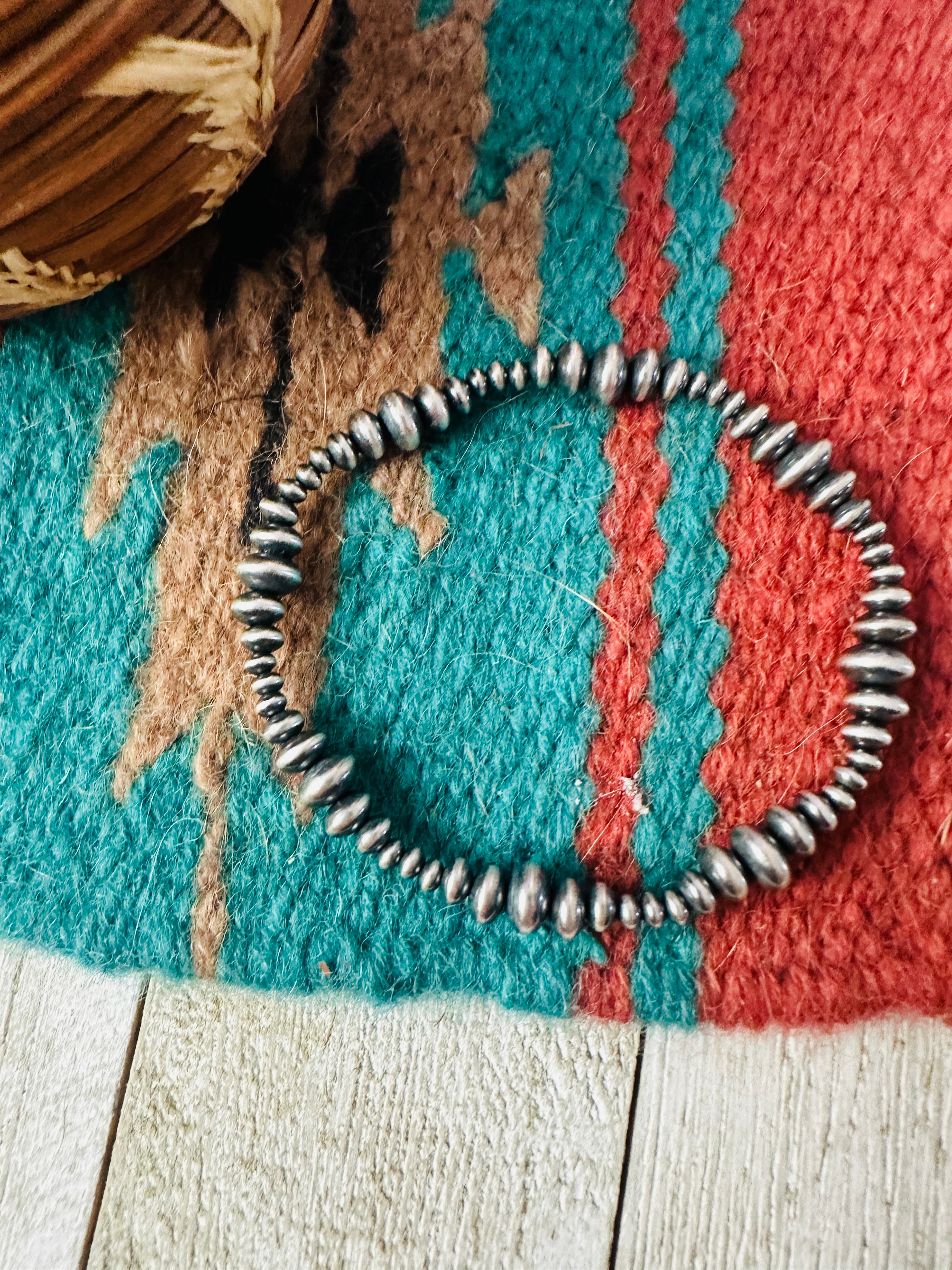 Handcrafted Sterling Silver Stretch Saucer Bead Bracelet