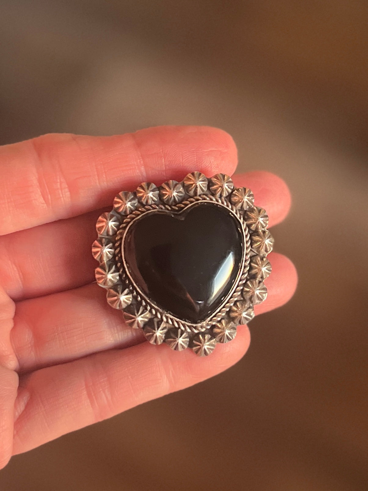 Handcrafted Sterling Silver and Black Onyx Heart Rings by Rosella Paxson, Size 8.5 & 10